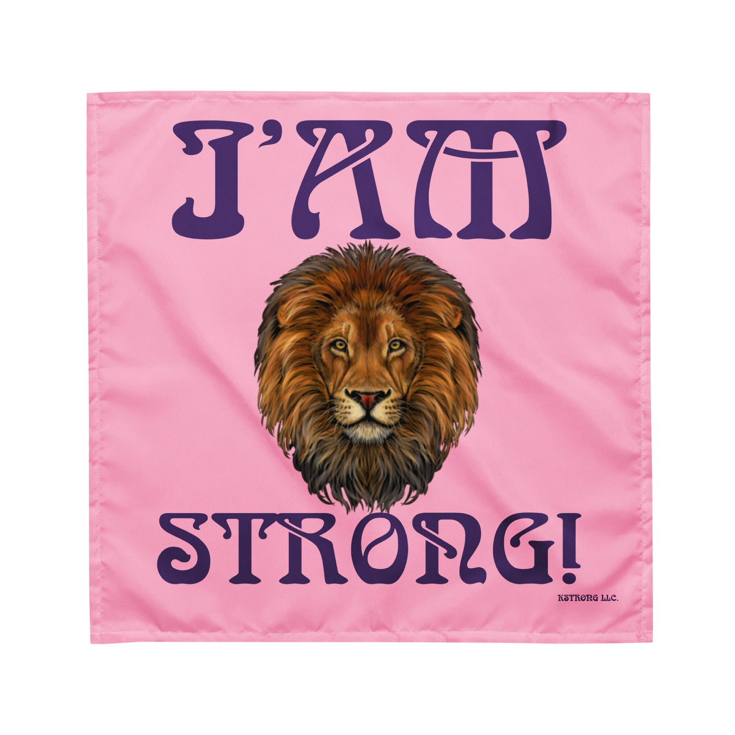 “I’AM STRONG!” Cotton Candy All-Over Print Bandana W/Purple Font