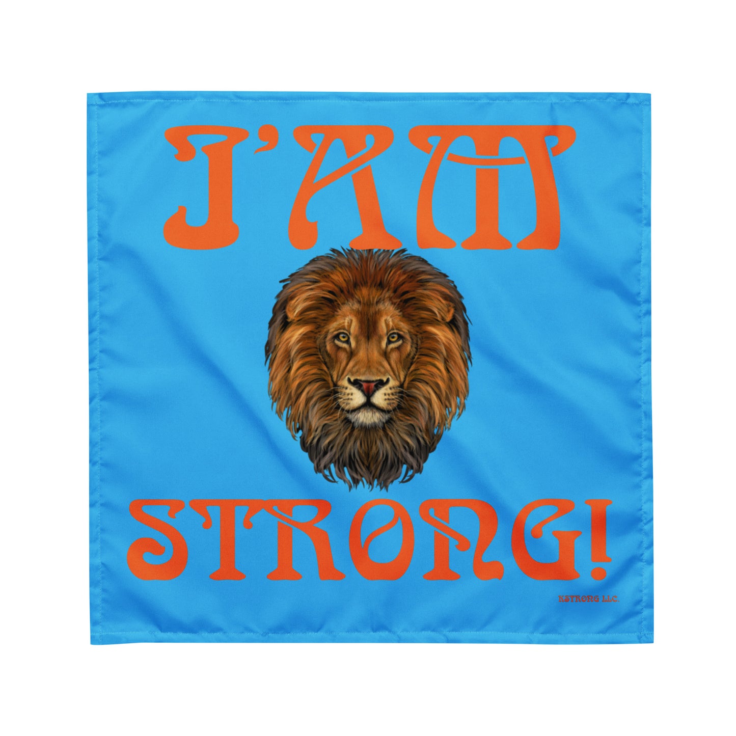 “I’AM STRONG!”SkyBlue All-Over Print Bandana W/Orange Font