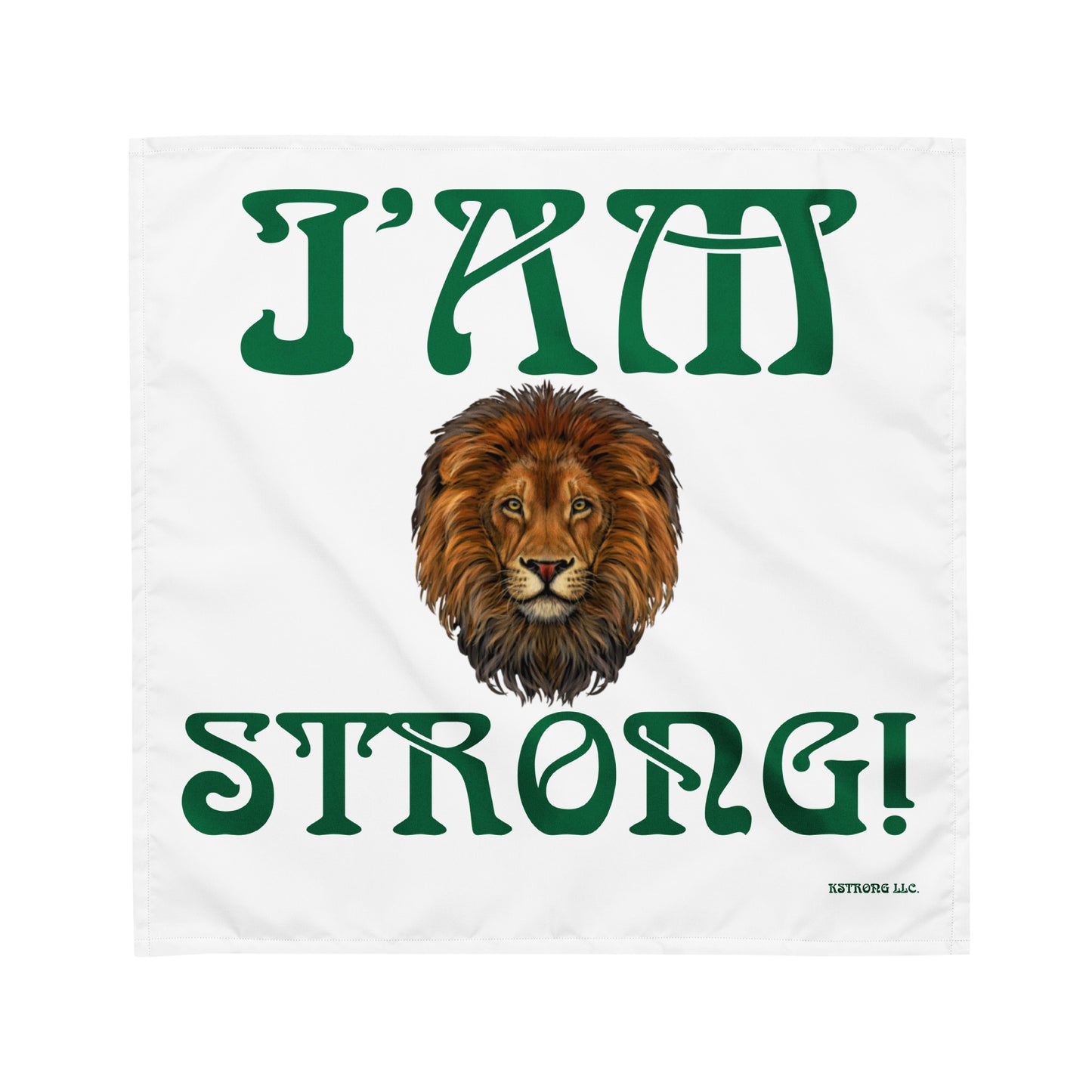 “I’AM STRONG!”White All-Over Print Bandana W/Green Font