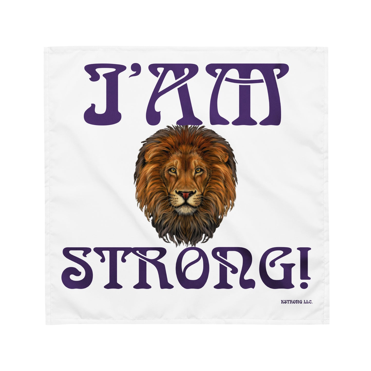 “I’AM STRONG!”White All-Over Print Bandana W/Purple Font