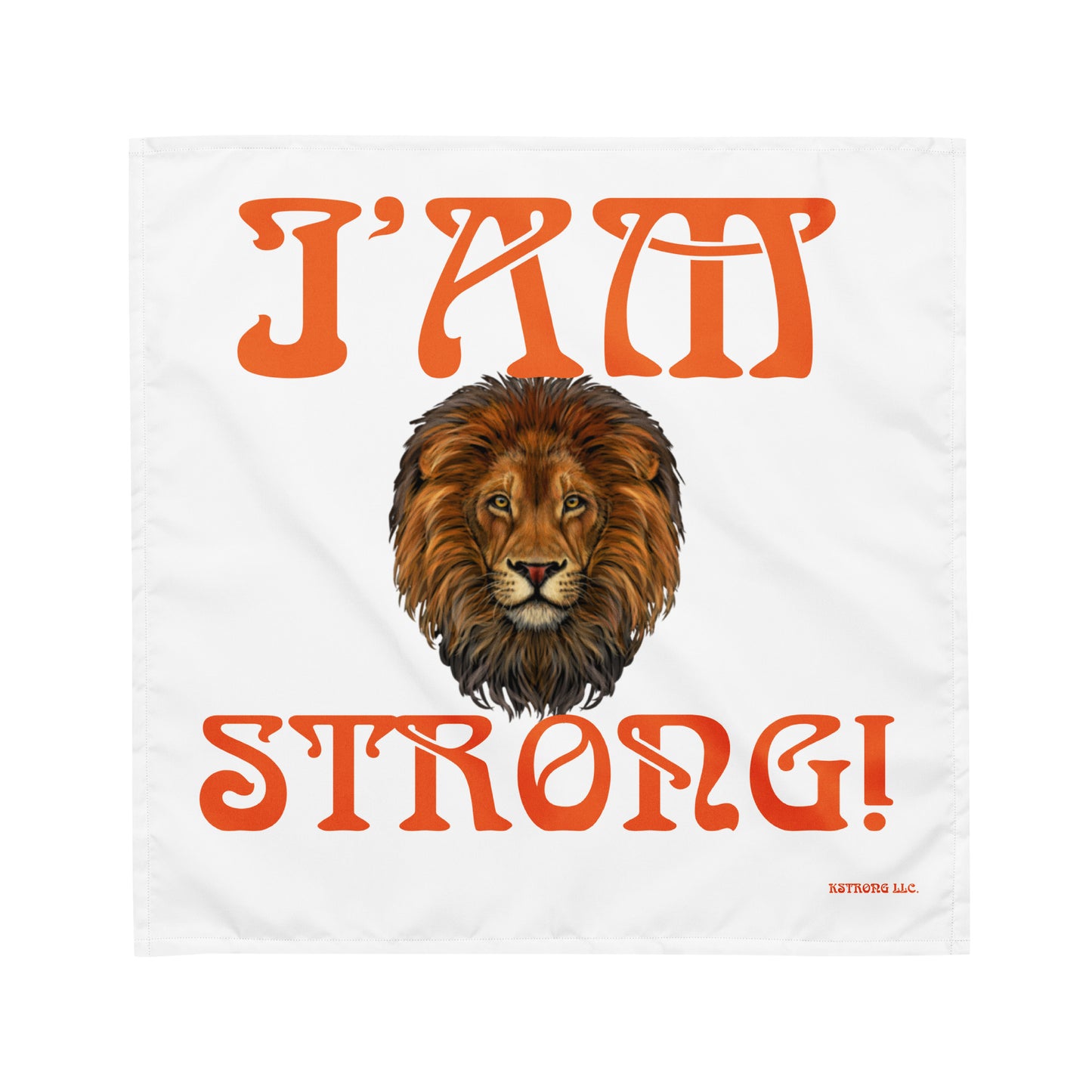 “I’AM STRONG!”White All-Over Print Bandana W/Orange Font