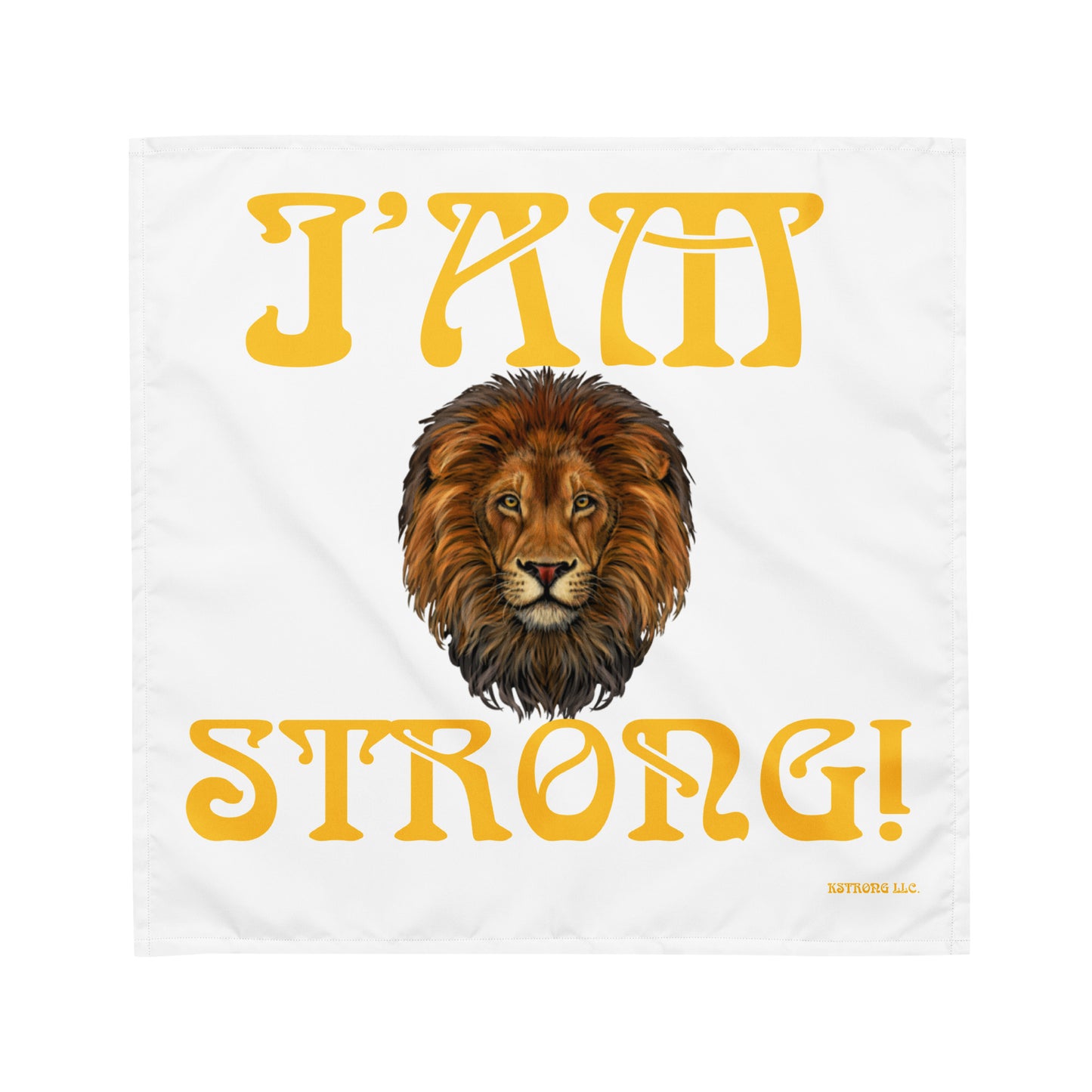 “I’AM STRONG!”White All-Over Print Bandana W/Yellow Font