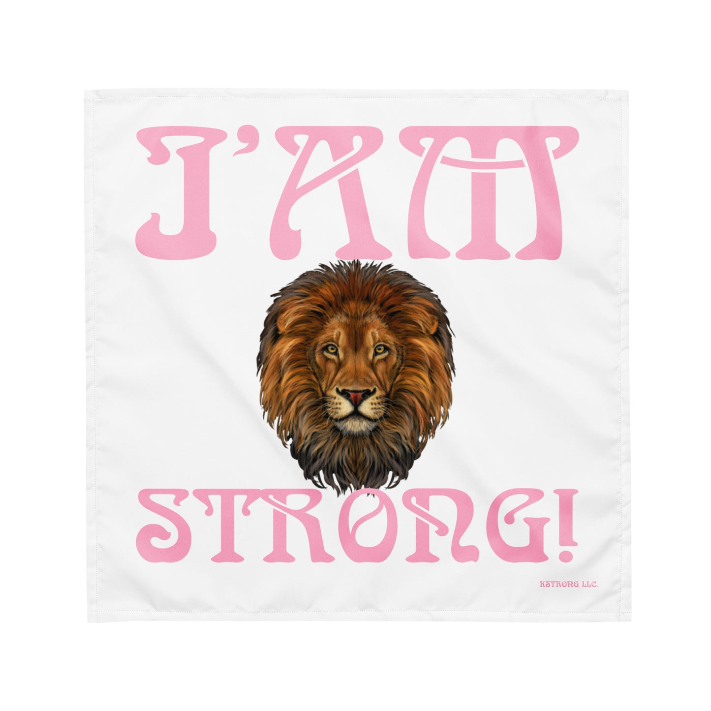 “I’AM STRONG!”White All-Over Print Bandana W/Cotton Candy Font