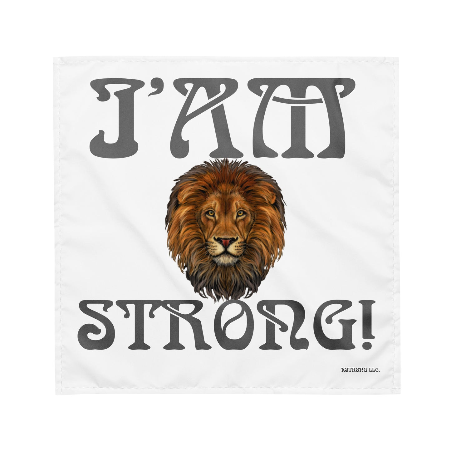 “I’AM STRONG!”White All-Over Print Bandana W/Grey Font