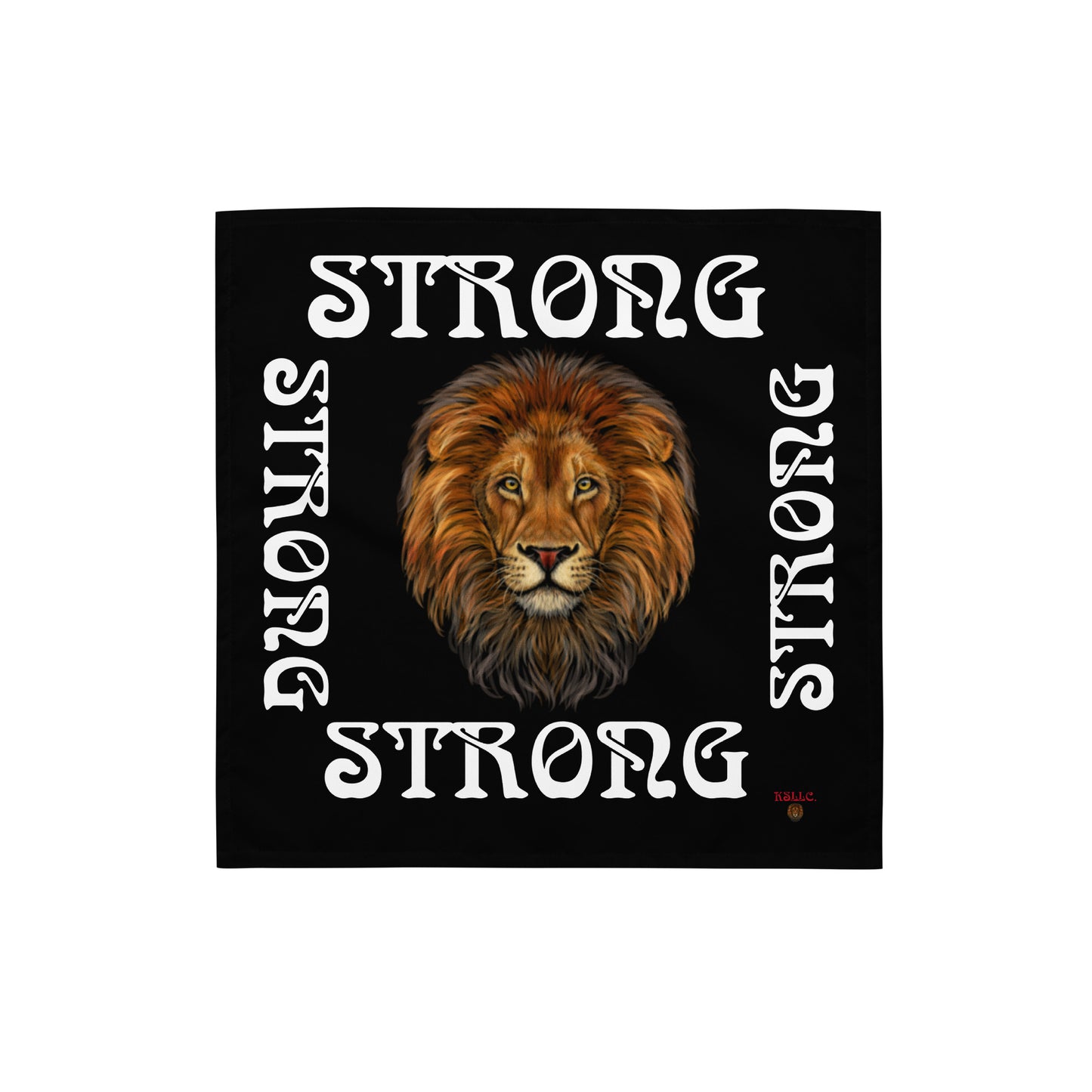 “STRONG” Black All-Over Print Bandana W/White Square Font