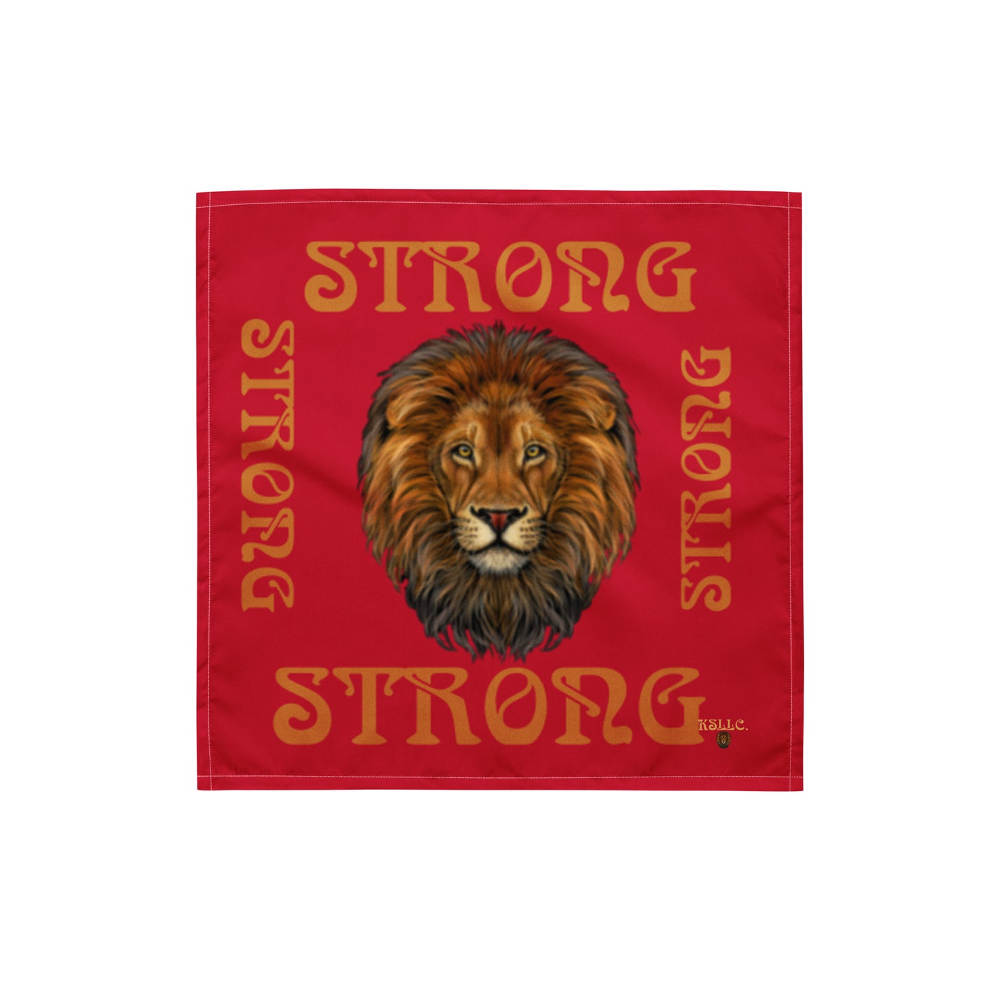 “STRONG” Red All-Over Print Bandana W/Bronze Square Font