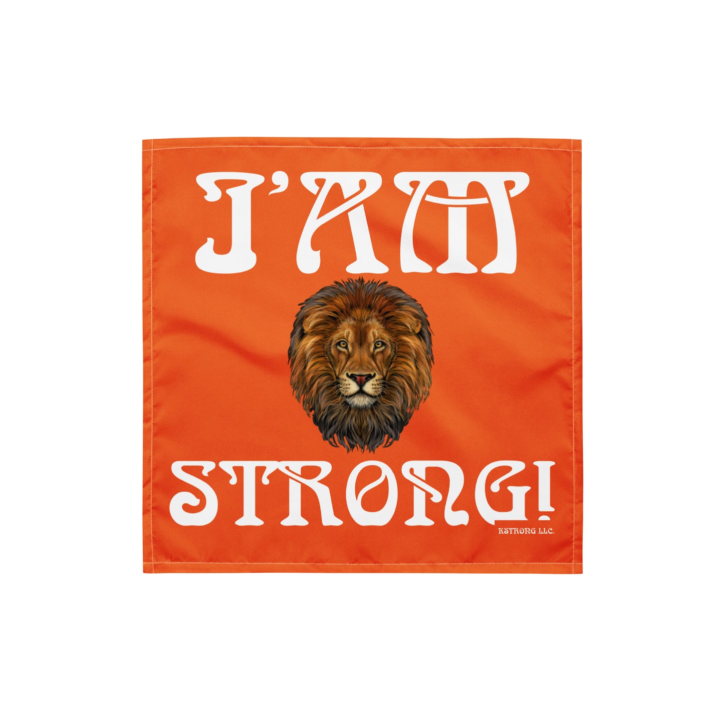 “I’AM STRONG!” Orange All-Over Print Bandana W/White Font