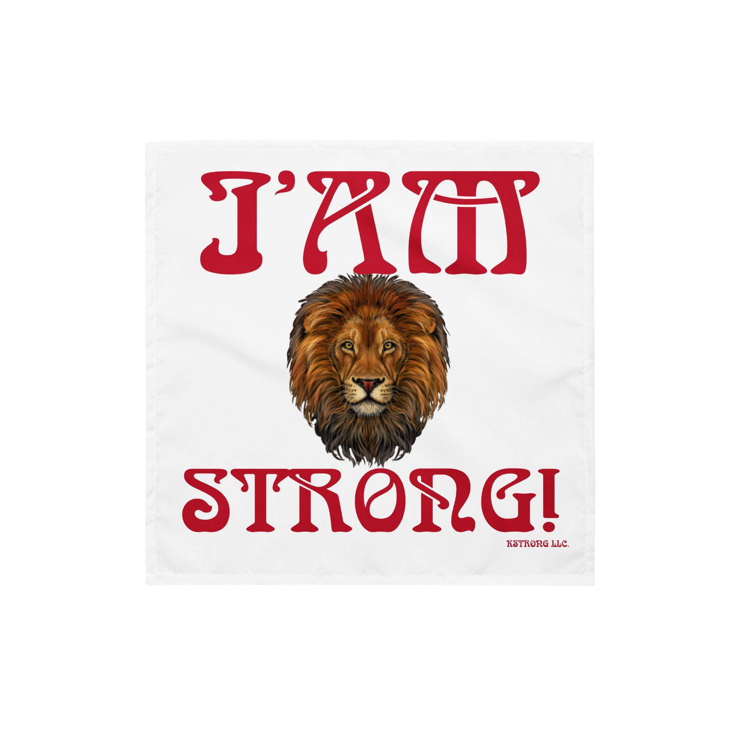 “I’AM STRONG!” White All-Over Print Bandana W/Red Font
