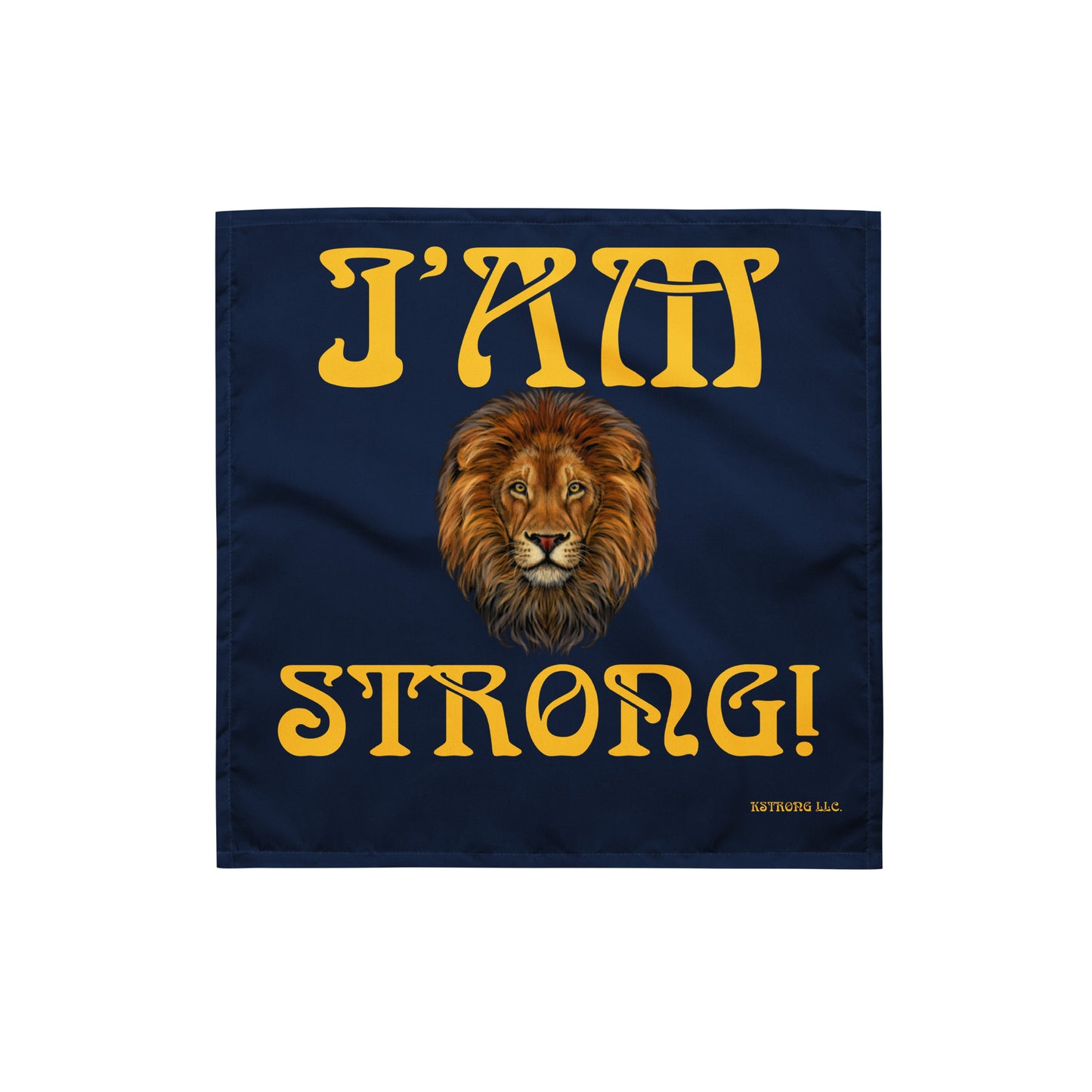 “I’AM STRONG!”Navy All-Over Print Bandana W/Yellow Font