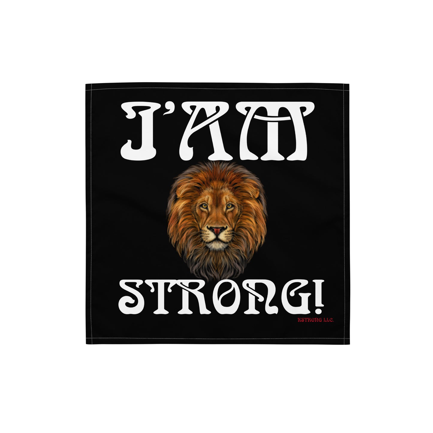 “I’AM STRONG!”Black All-Over Print Bandana W/White Font