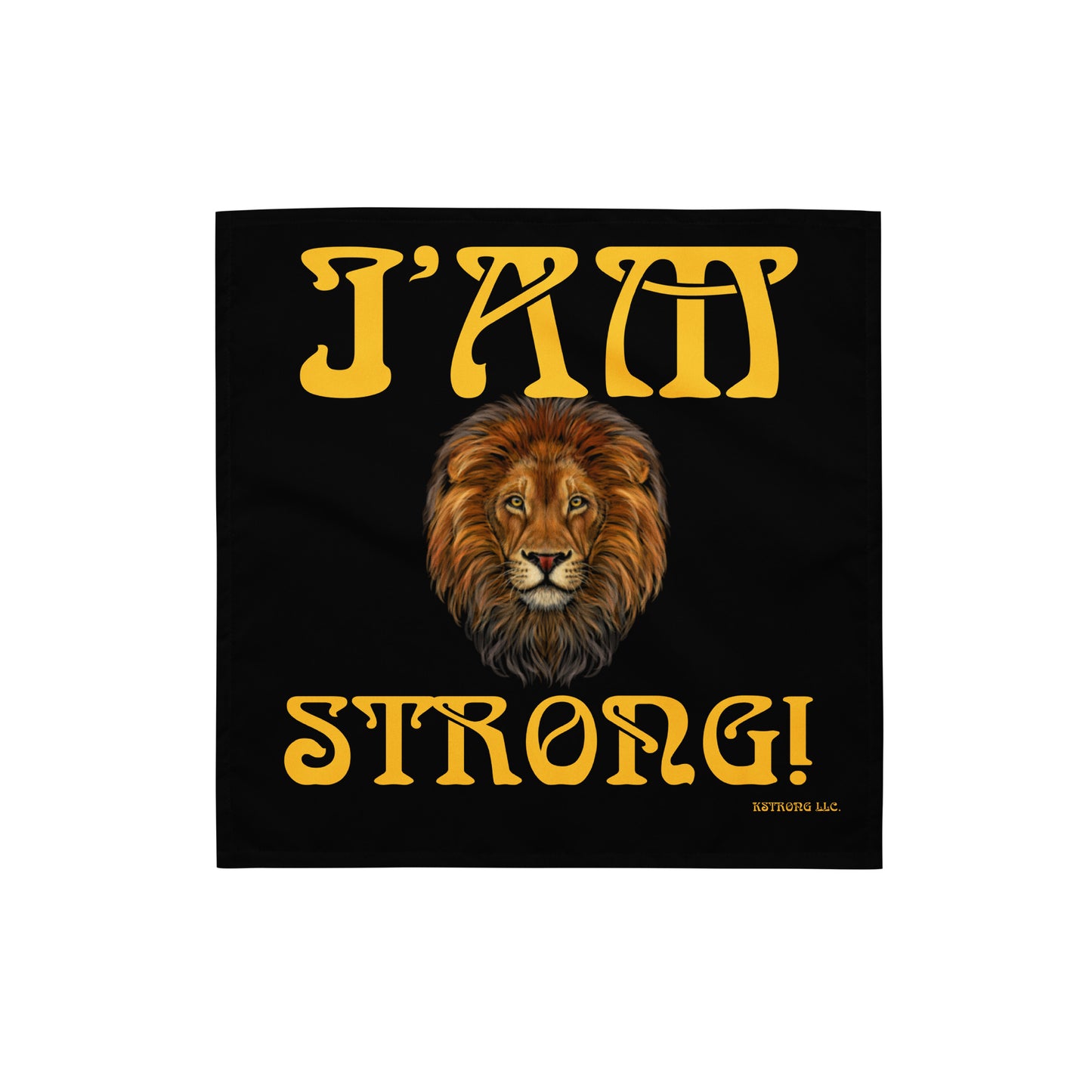 “I’AM STRONG!”Black All-Over Print Bandana W/Yellow Font