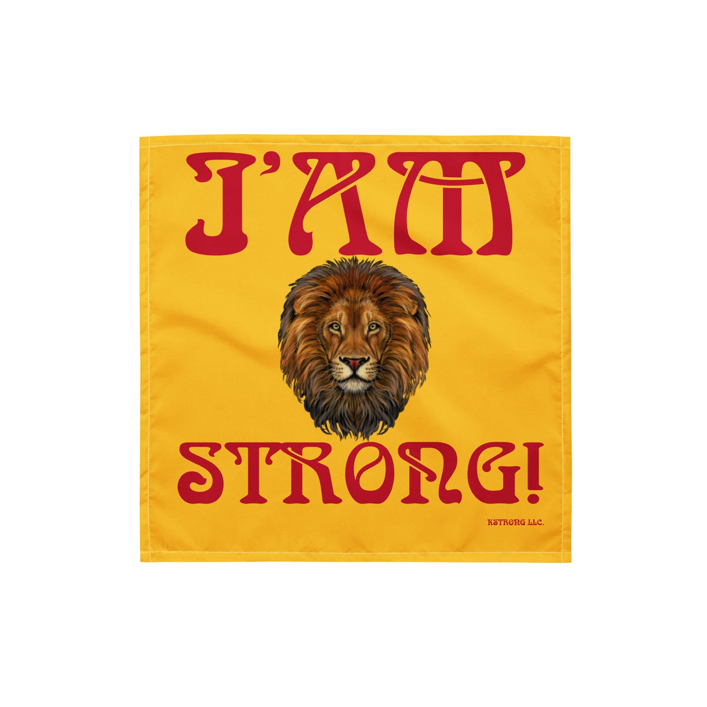 “I’AM STRONG!”Yellow All-Over Print Bandana W/Red Font