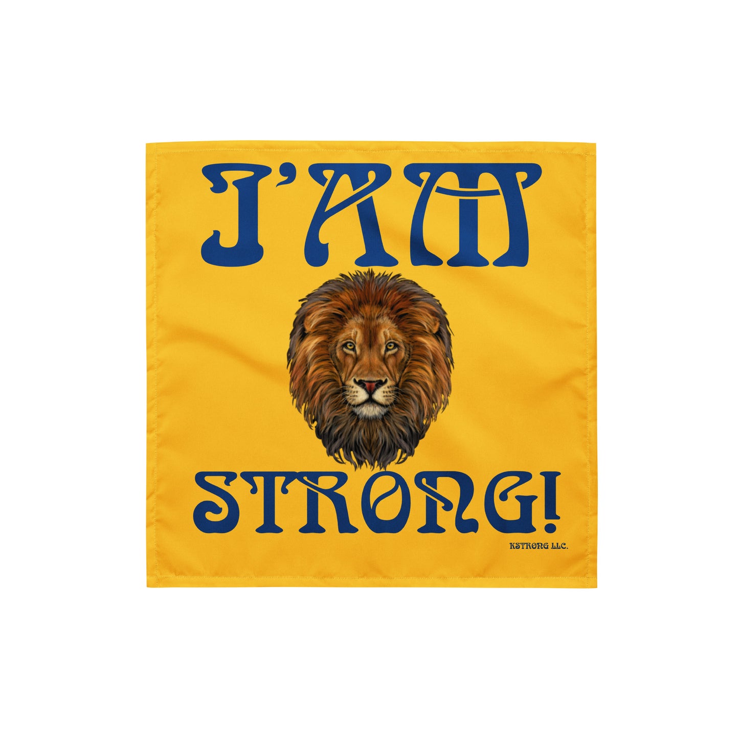 “I’AM STRONG!”Yellow All-Over Print Bandana W/Blue Font