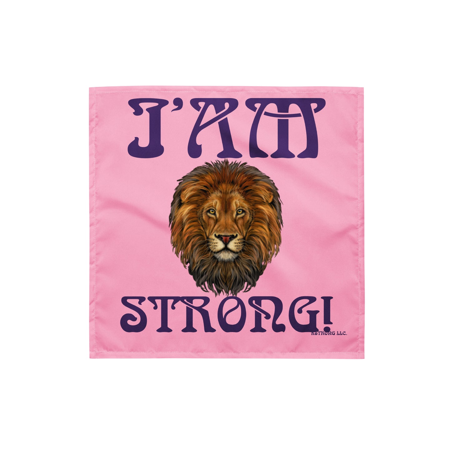 “I’AM STRONG!” Cotton Candy All-Over Print Bandana W/Purple Font