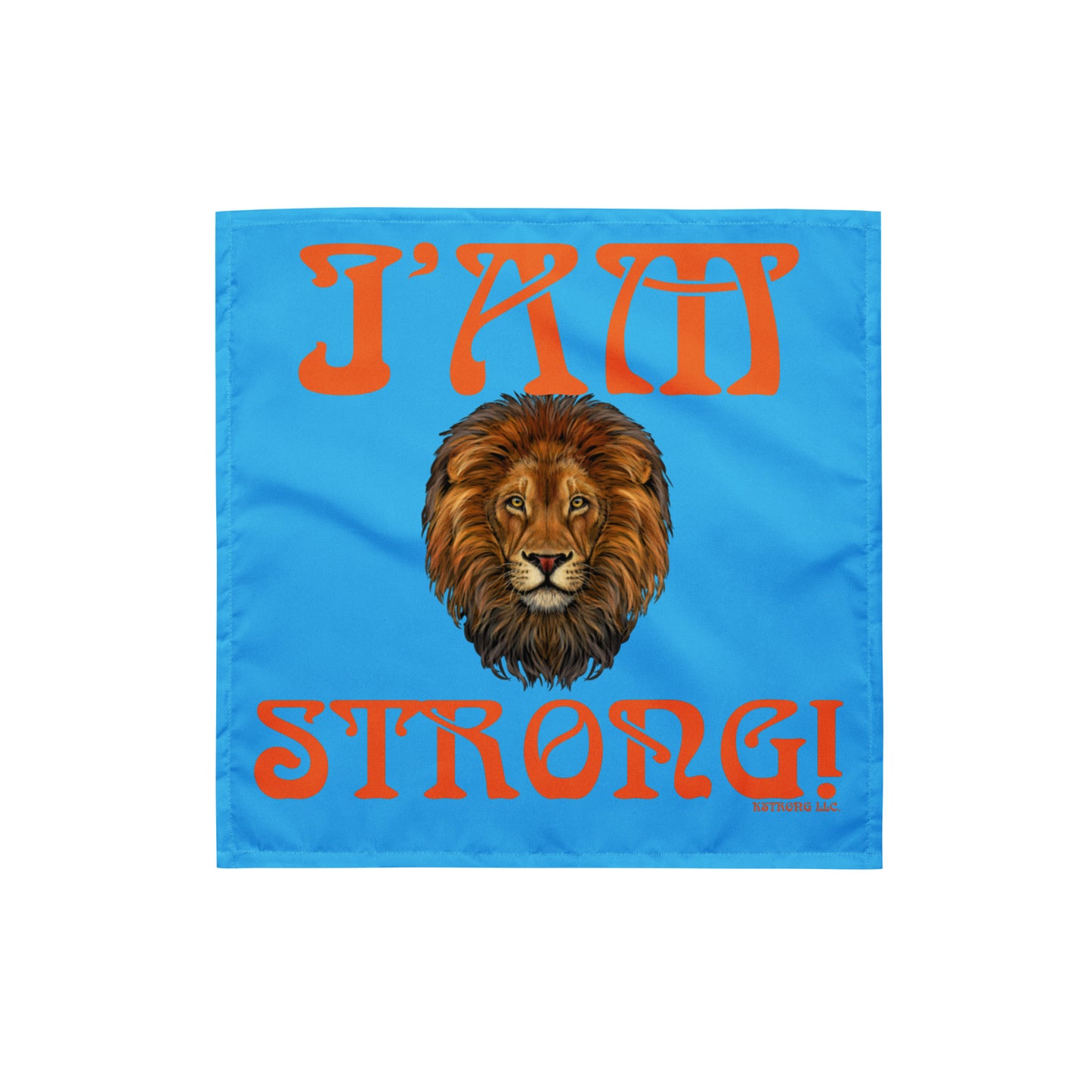 “I’AM STRONG!”SkyBlue All-Over Print Bandana W/Orange Font