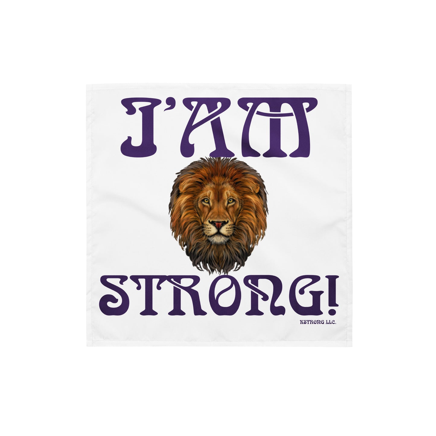 “I’AM STRONG!”White All-Over Print Bandana W/Purple Font