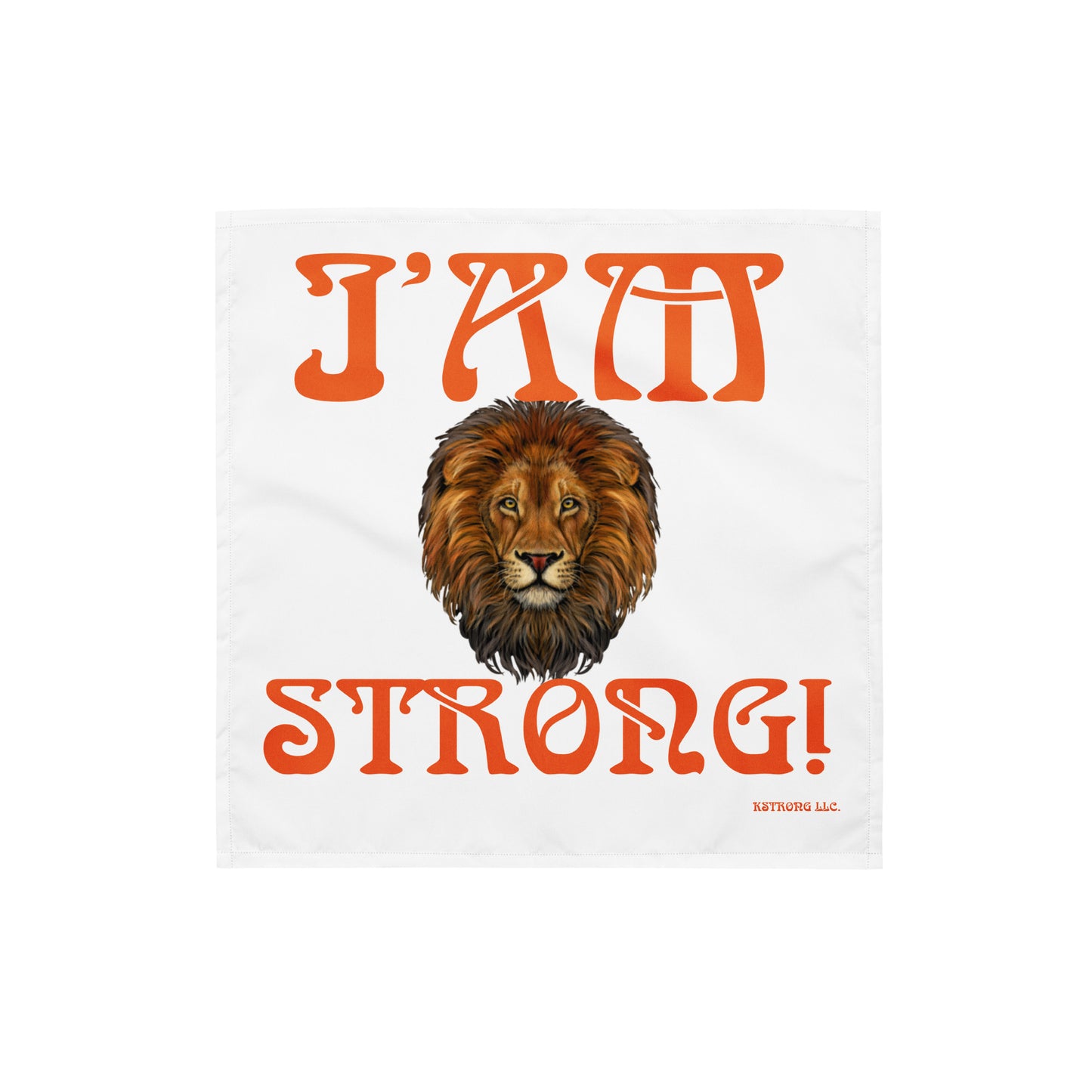 “I’AM STRONG!”White All-Over Print Bandana W/Orange Font