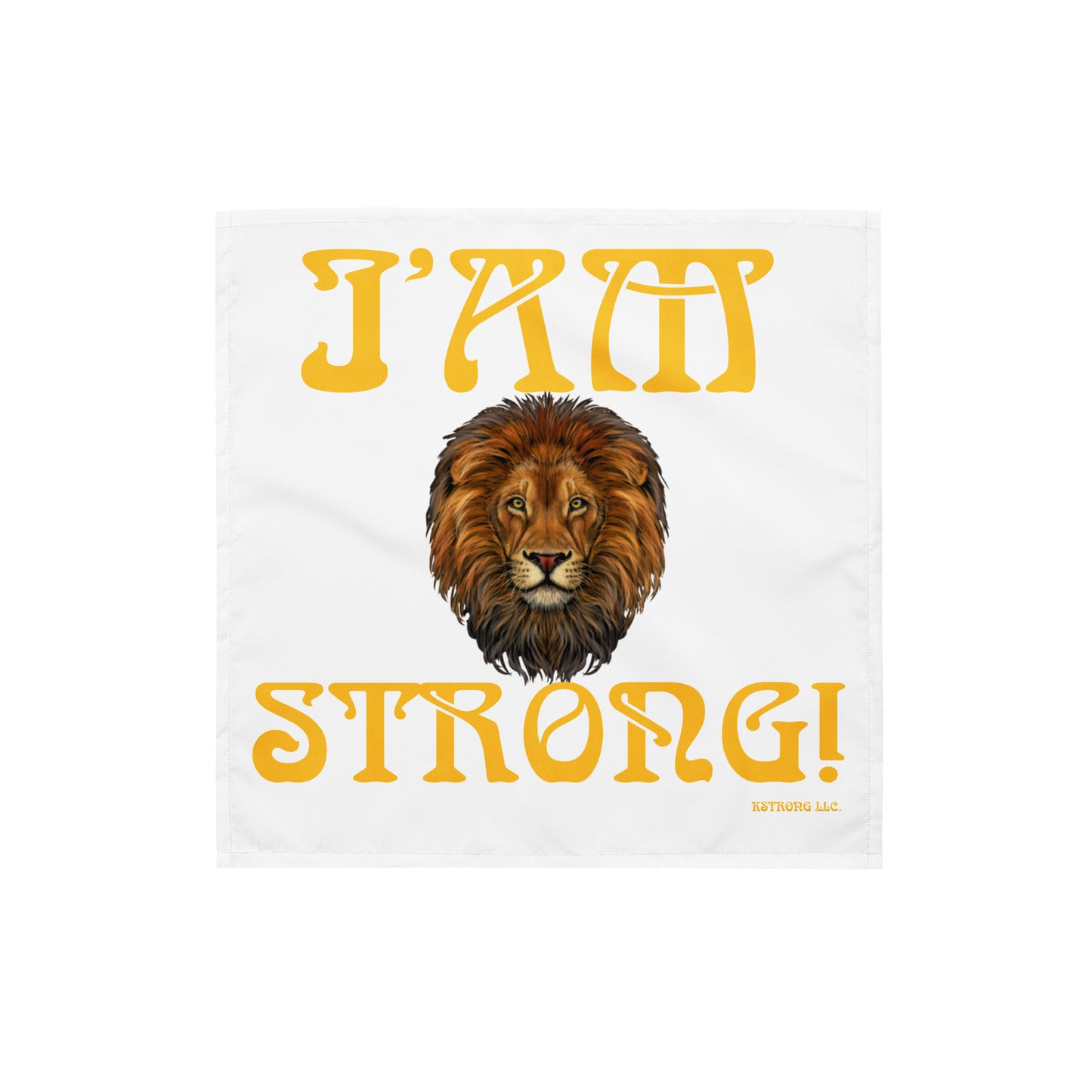 “I’AM STRONG!”White All-Over Print Bandana W/Yellow Font