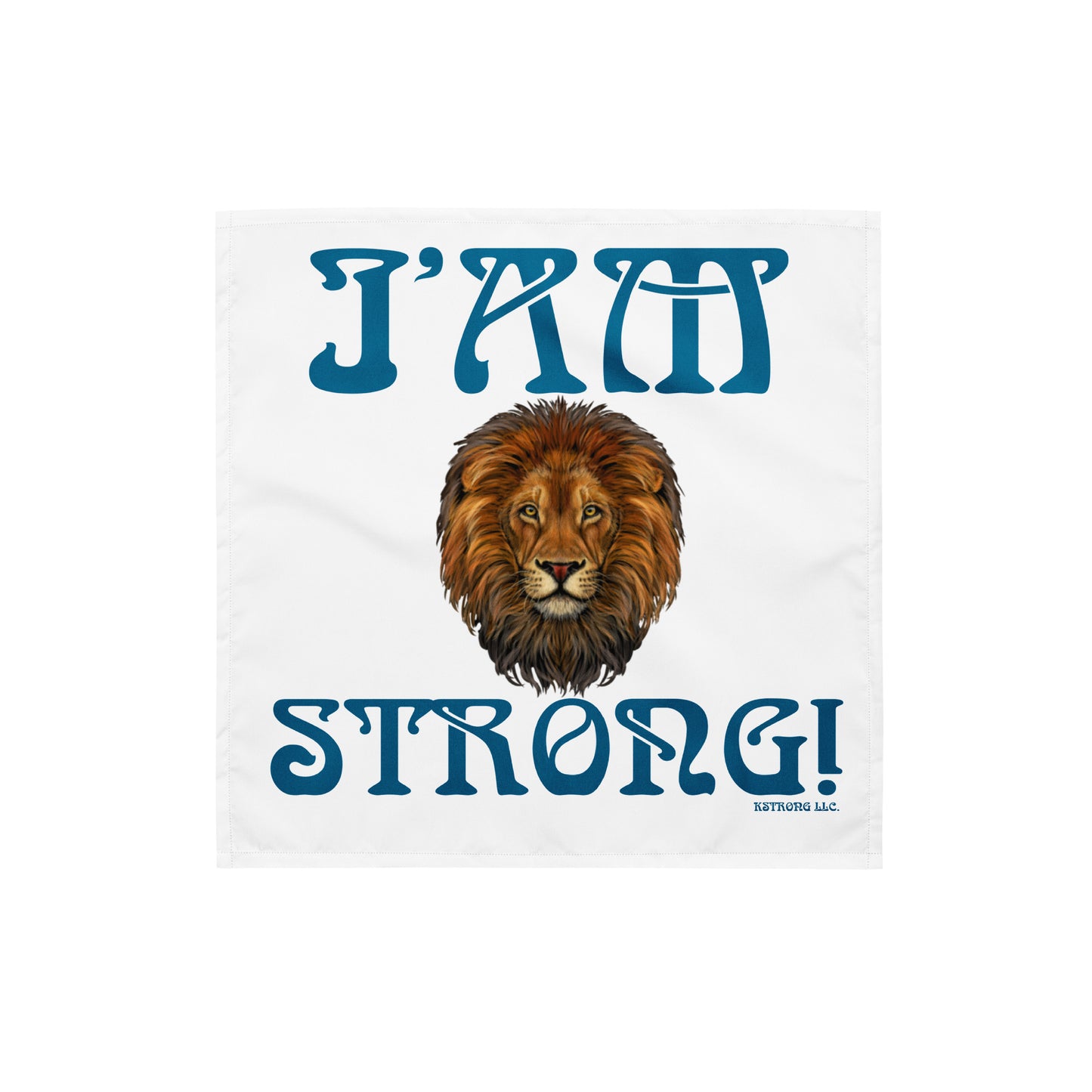 “I’AM STRONG!”White All-Over Print Bandana W/Cerulean Font