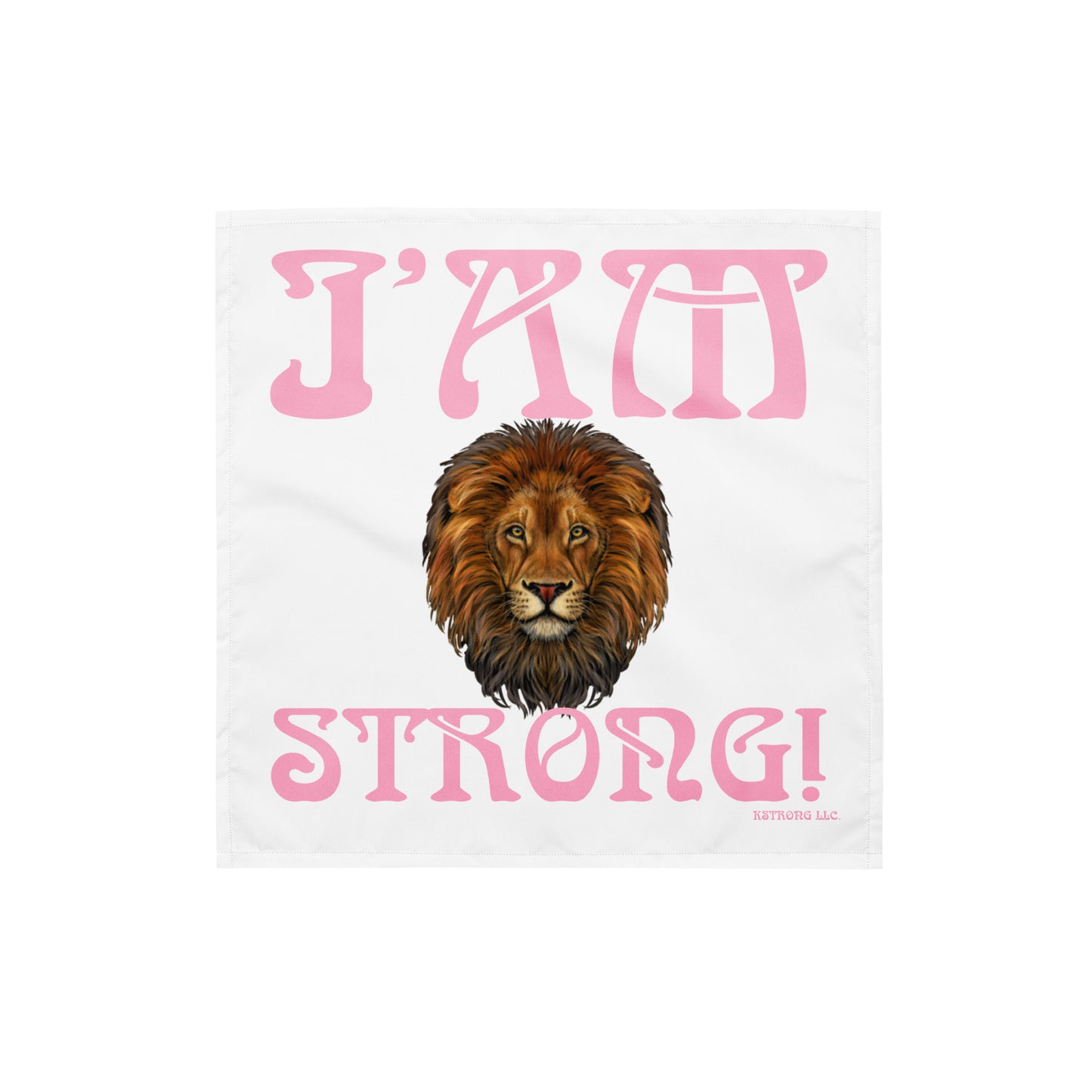 “I’AM STRONG!”White All-Over Print Bandana W/Cotton Candy Font