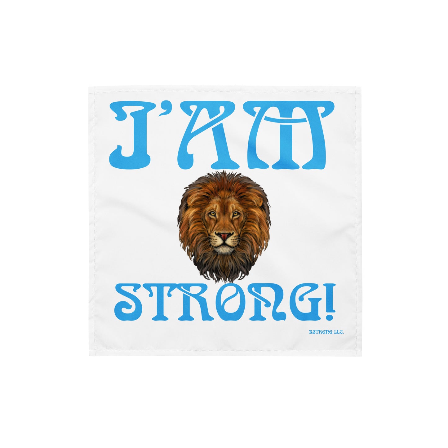 “I’AM STRONG!”White All-Over Print Bandana W/SkyBlue Font