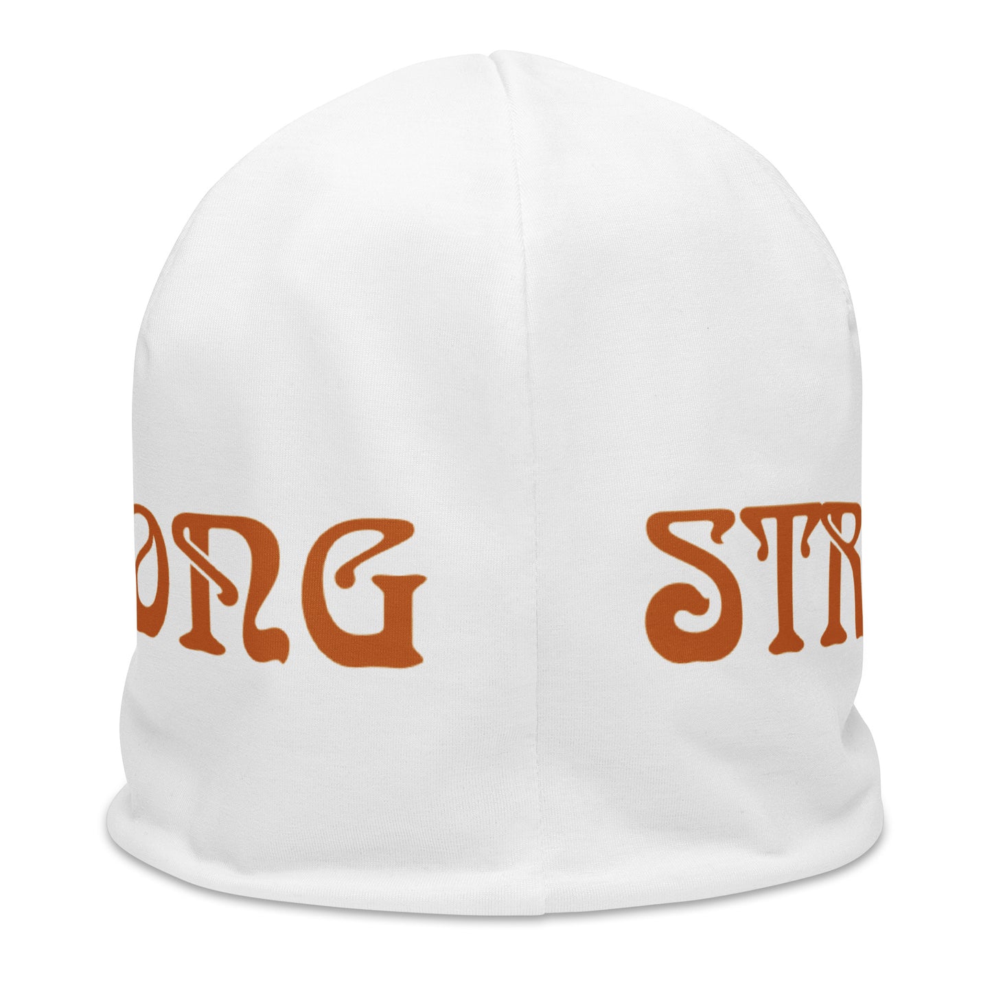 "STRONG"White Beanie W/Bronze Font