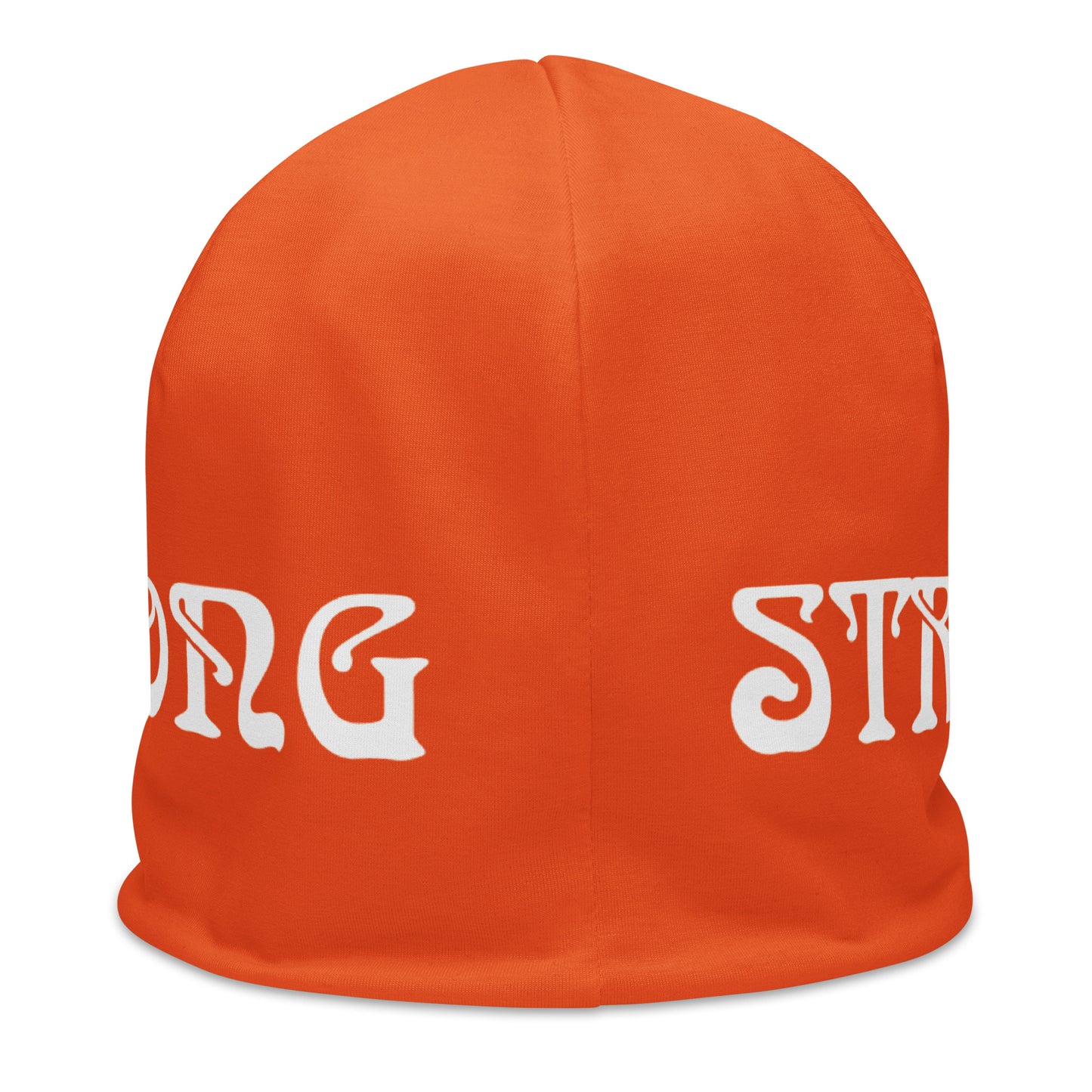 “STRONG”Orange All-Over Print Beanie W/White Font