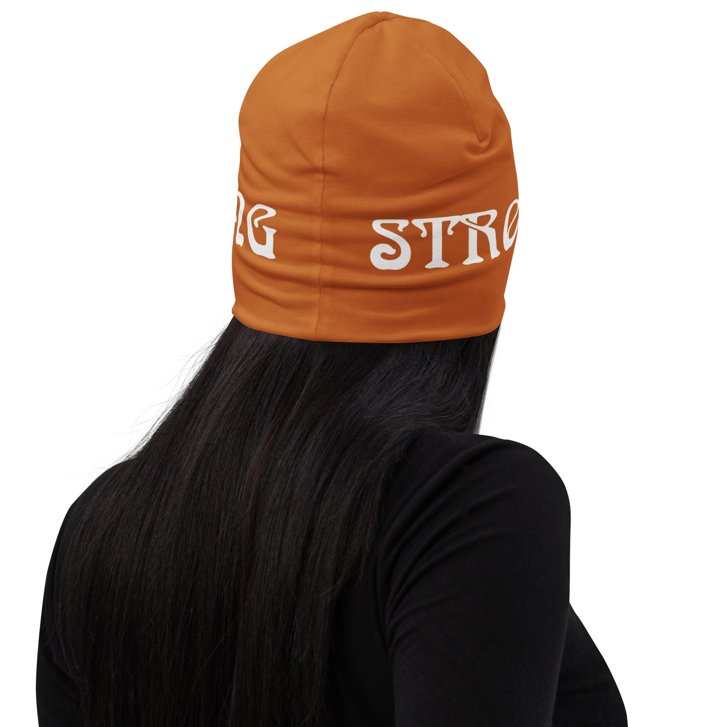 “STRONG”Bronze All-Over Print Beanie W/White Font