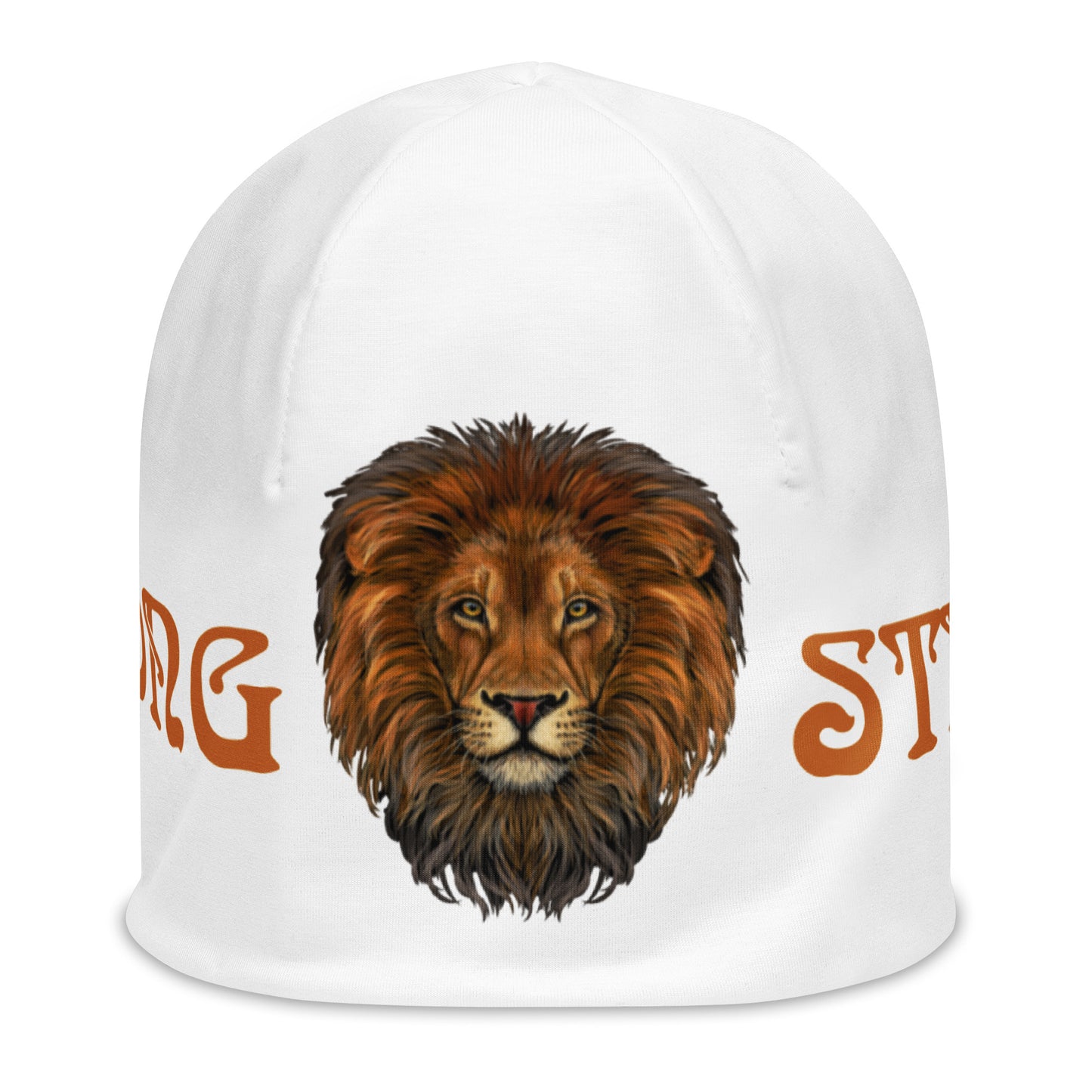 "STRONG"White Beanie W/Bronze Font
