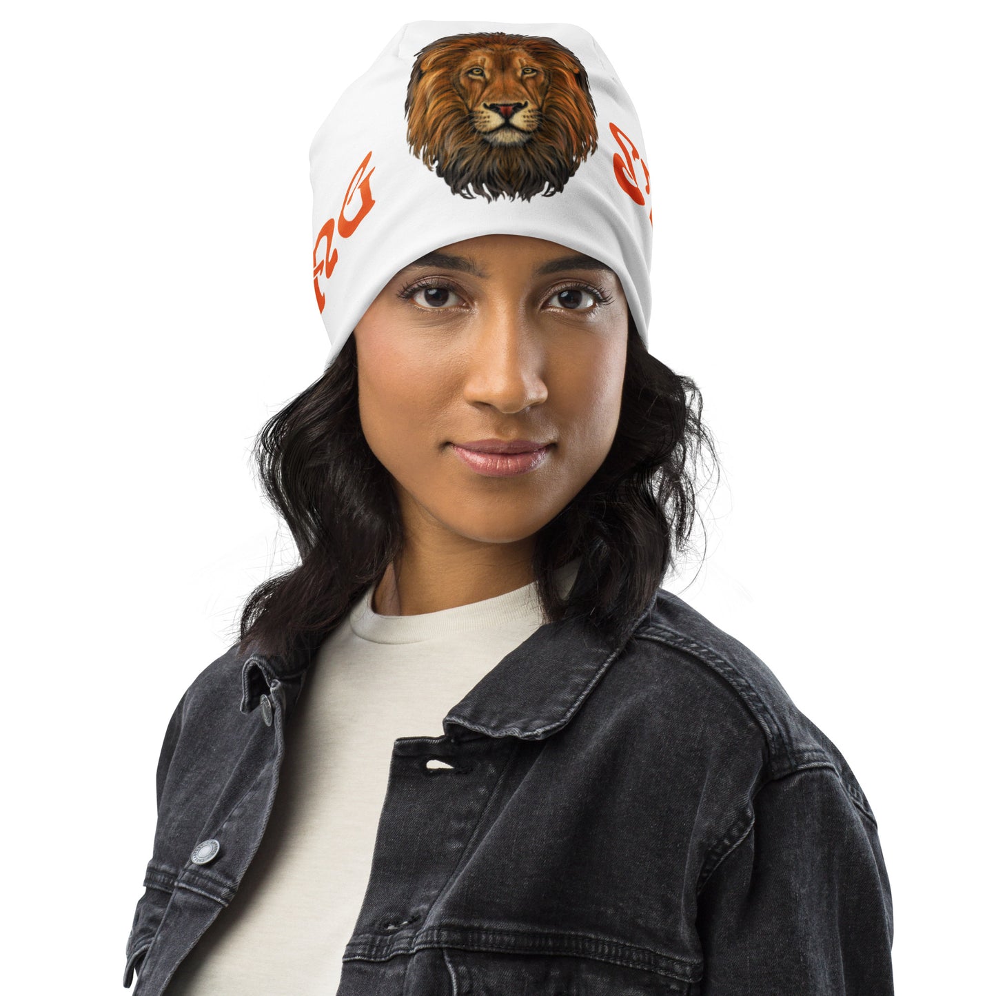 "STRONG"White Beanie W/Orange Font