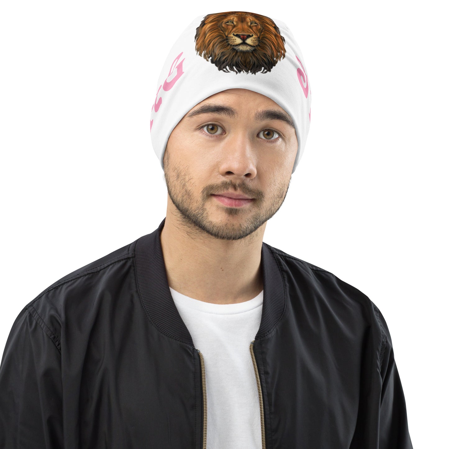 "STRONG"White Beanie W/Cotton Candy Font