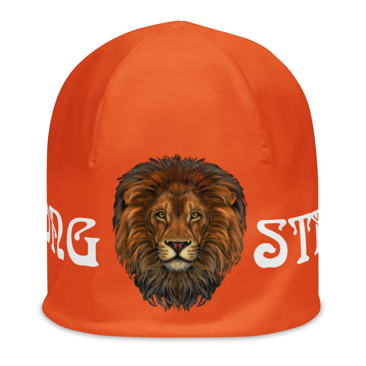 “STRONG”Orange All-Over Print Beanie W/White Font