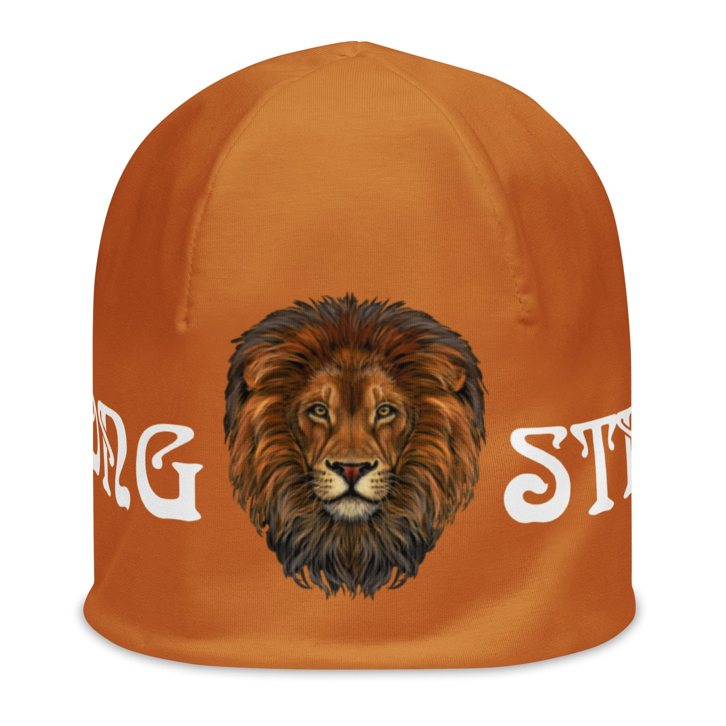 “STRONG”Bronze All-Over Print Beanie W/White Font