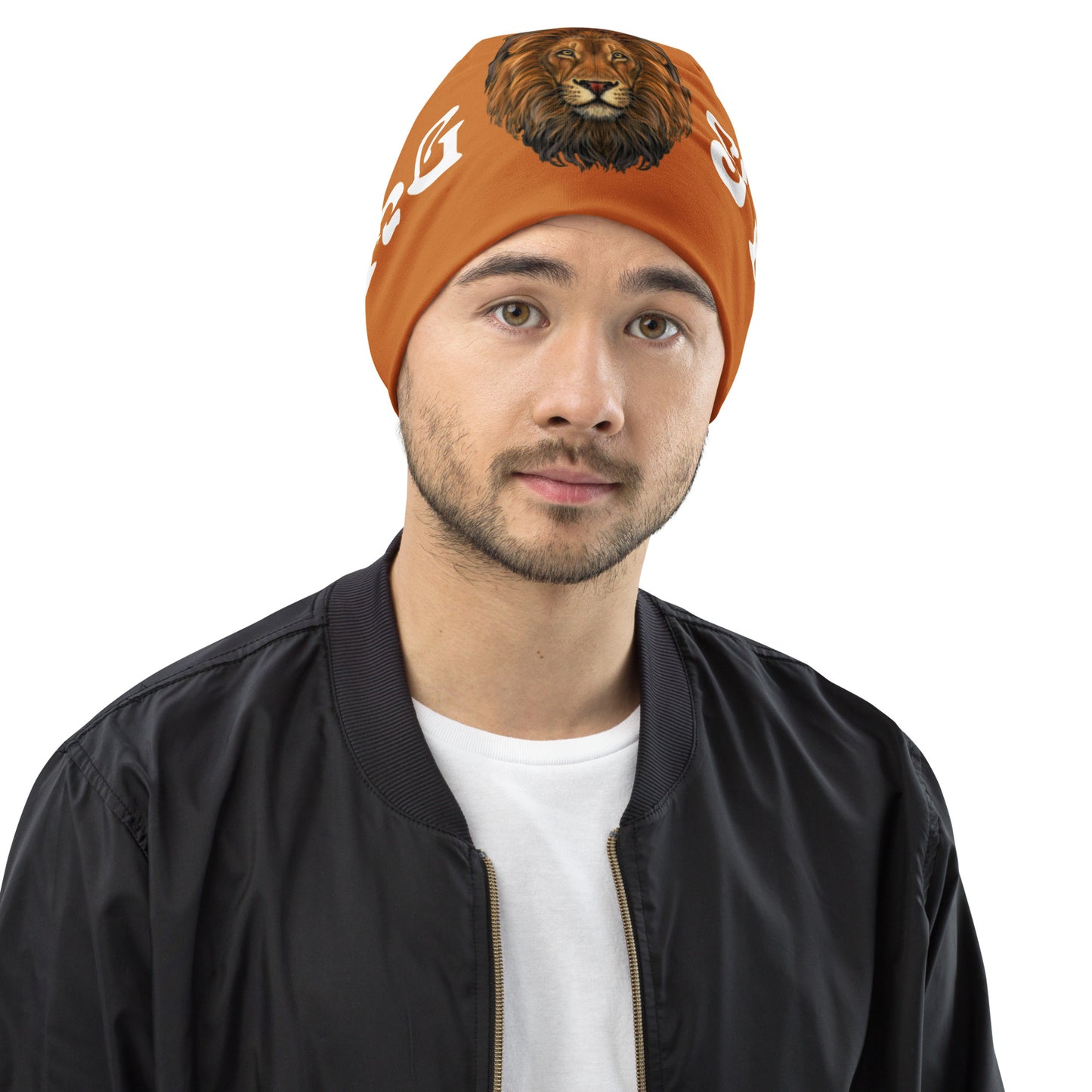“STRONG”Bronze All-Over Print Beanie W/White Font