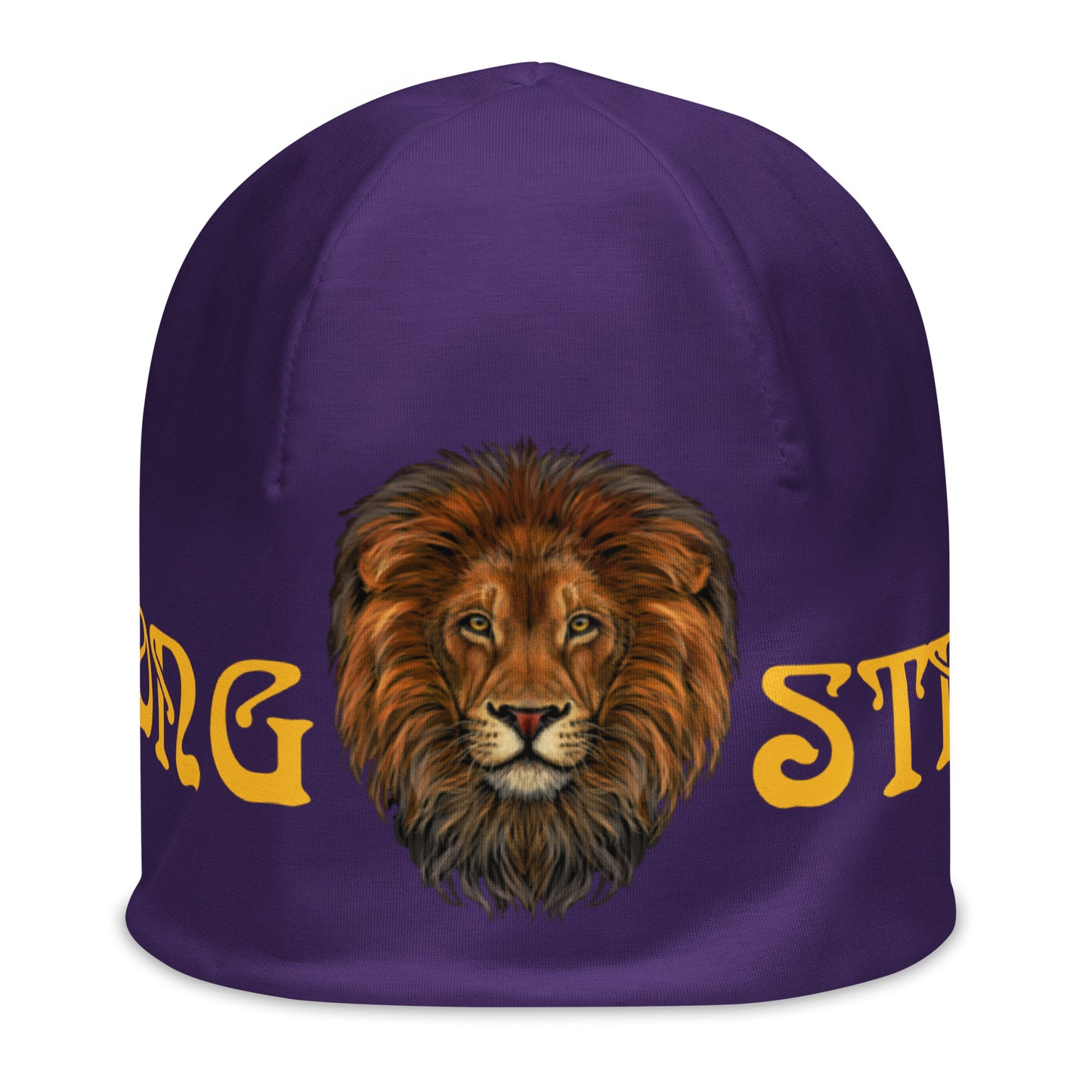 “STRONG”Purple All-Over Print Beanie W/Yellow Font
