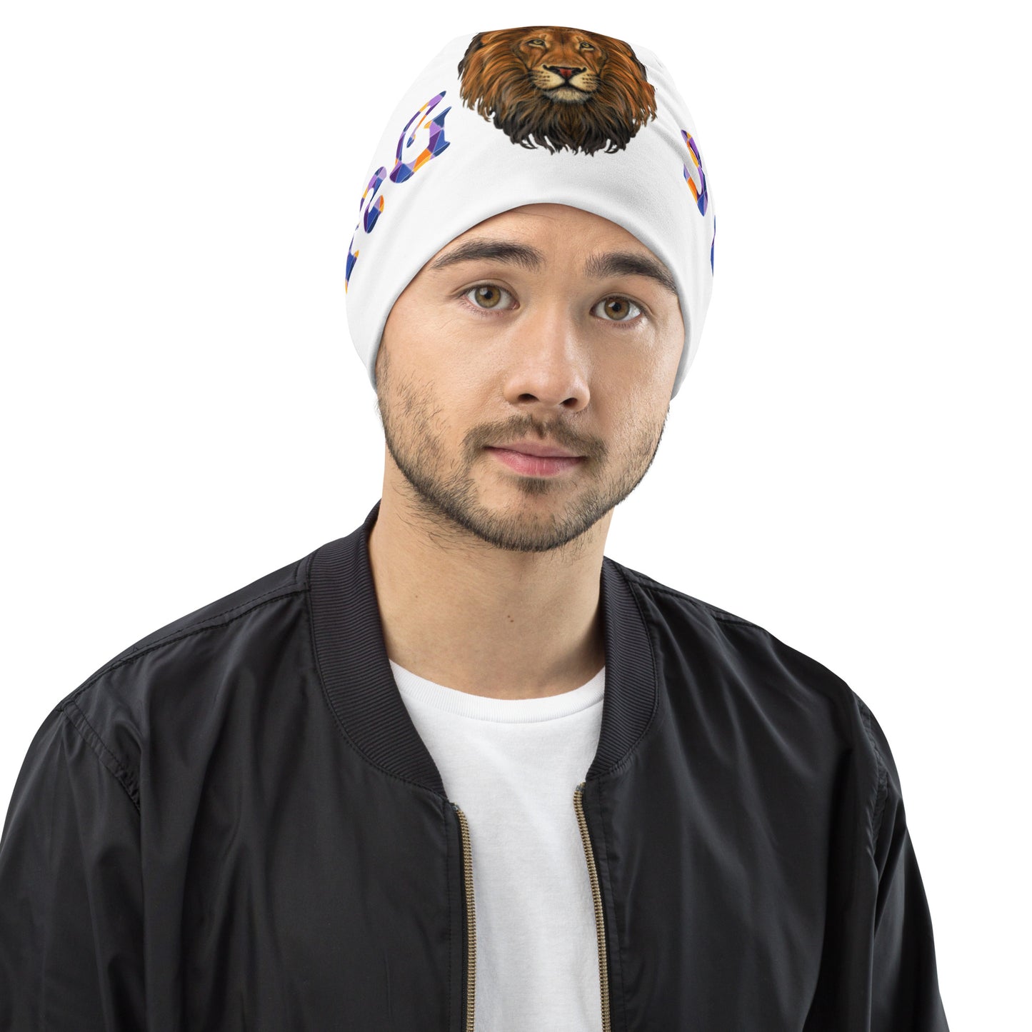 "STRONG"White Beanie W/Multi-Color Font