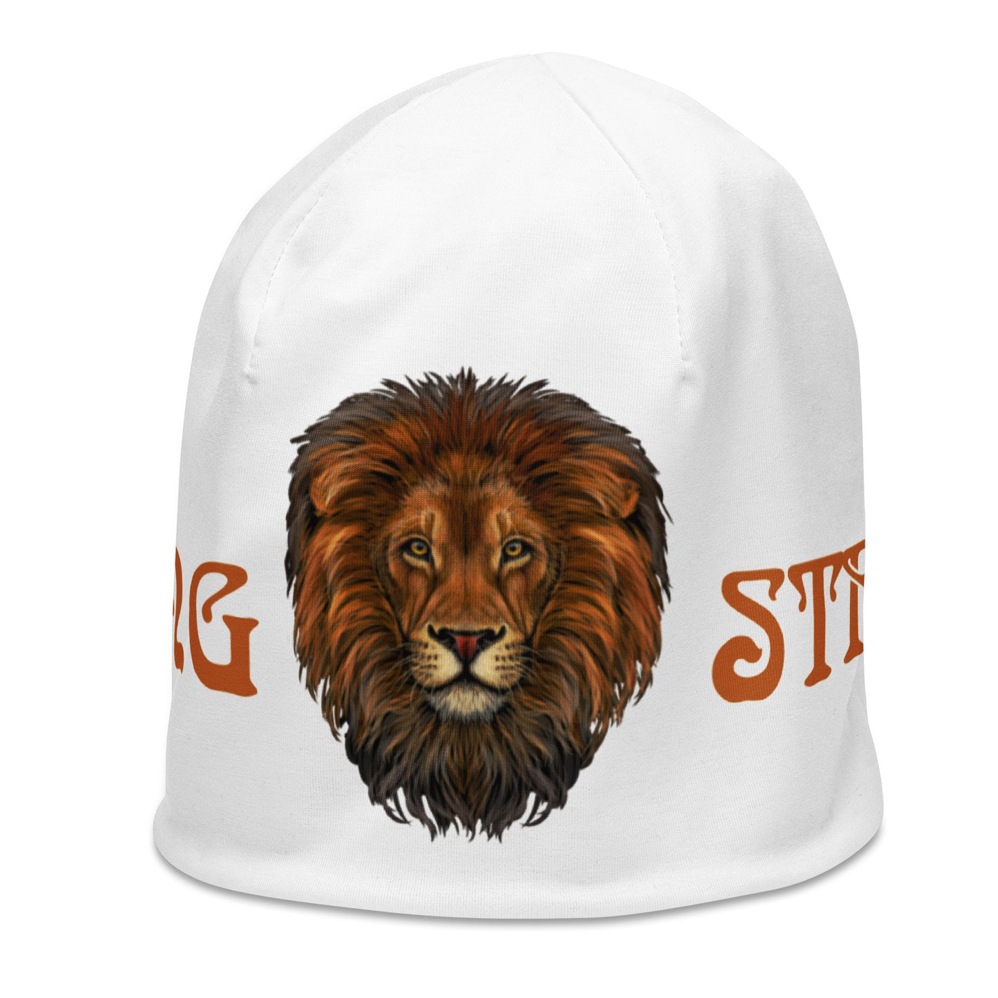 "STRONG"White Beanie W/Bronze Font
