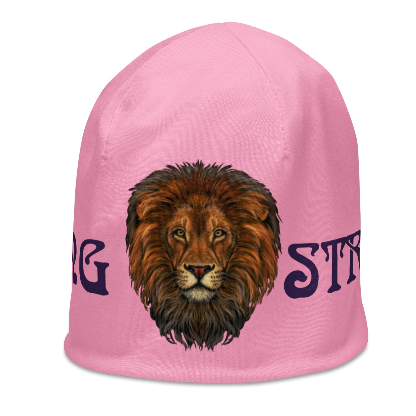 “STRONG”CottonCandy All-Over Print Beanie W/Purple Font