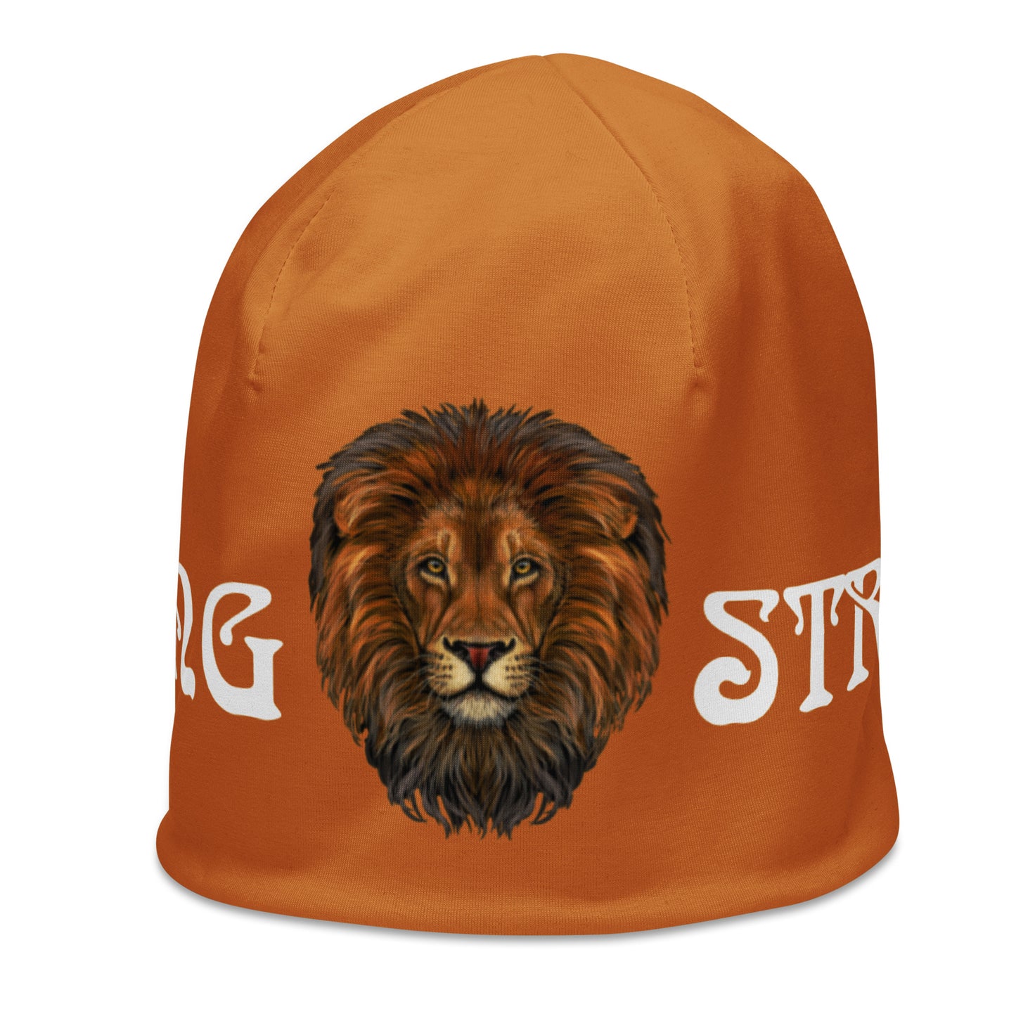 “STRONG”Bronze All-Over Print Beanie W/White Font