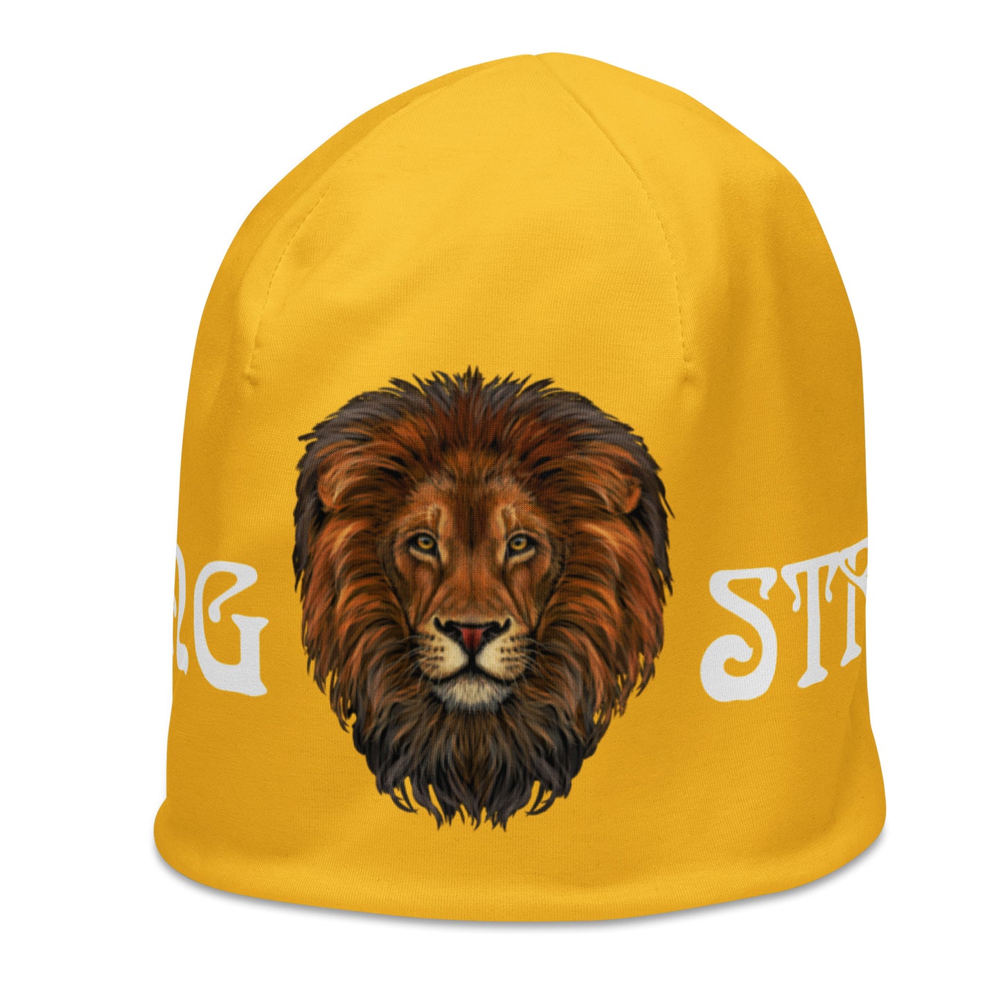 “STRONG”Yellow All-Over Print Beanie W/White Font