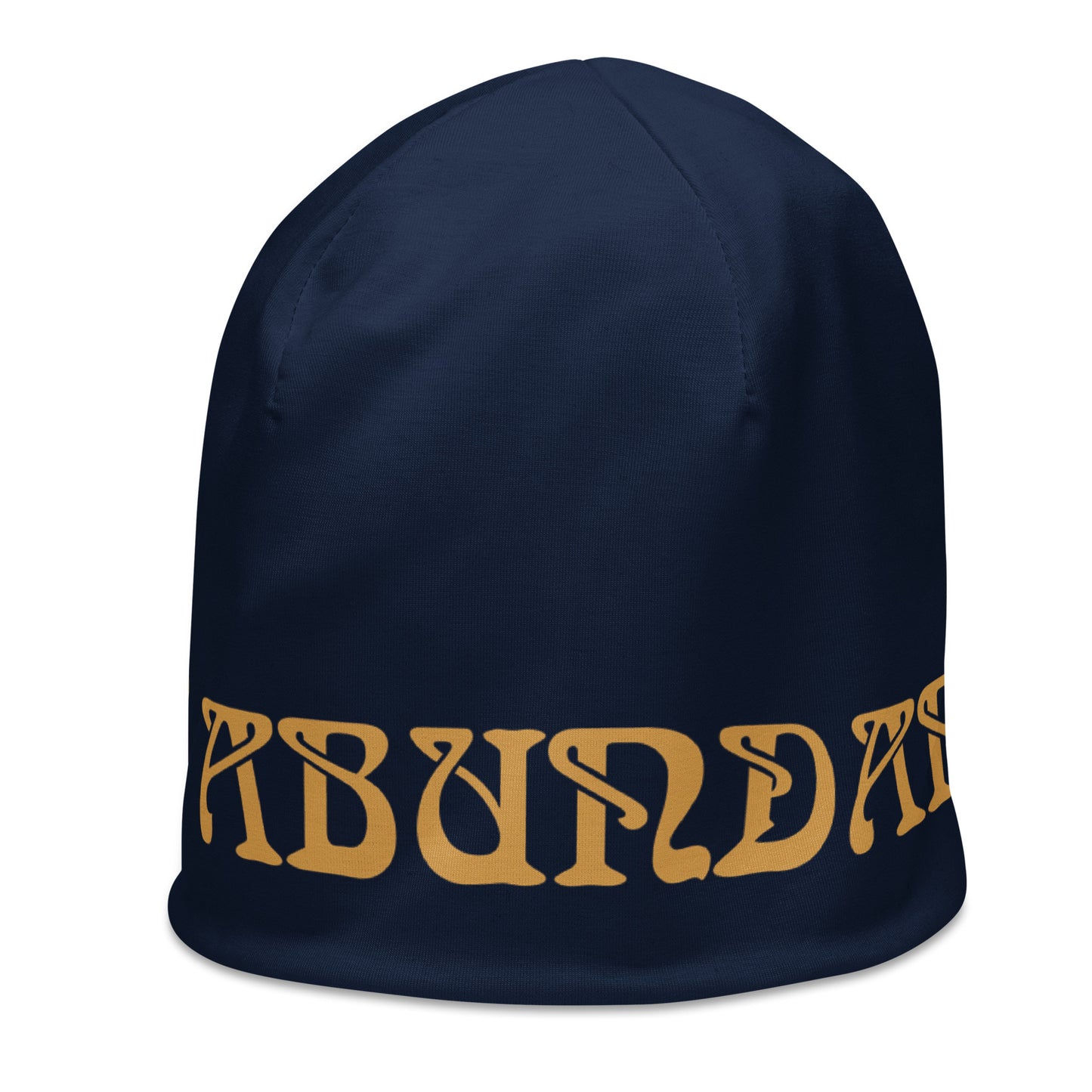 “I’AM ABUNDANCE!”Navy All-Over Print Beanie W/Fawn Font