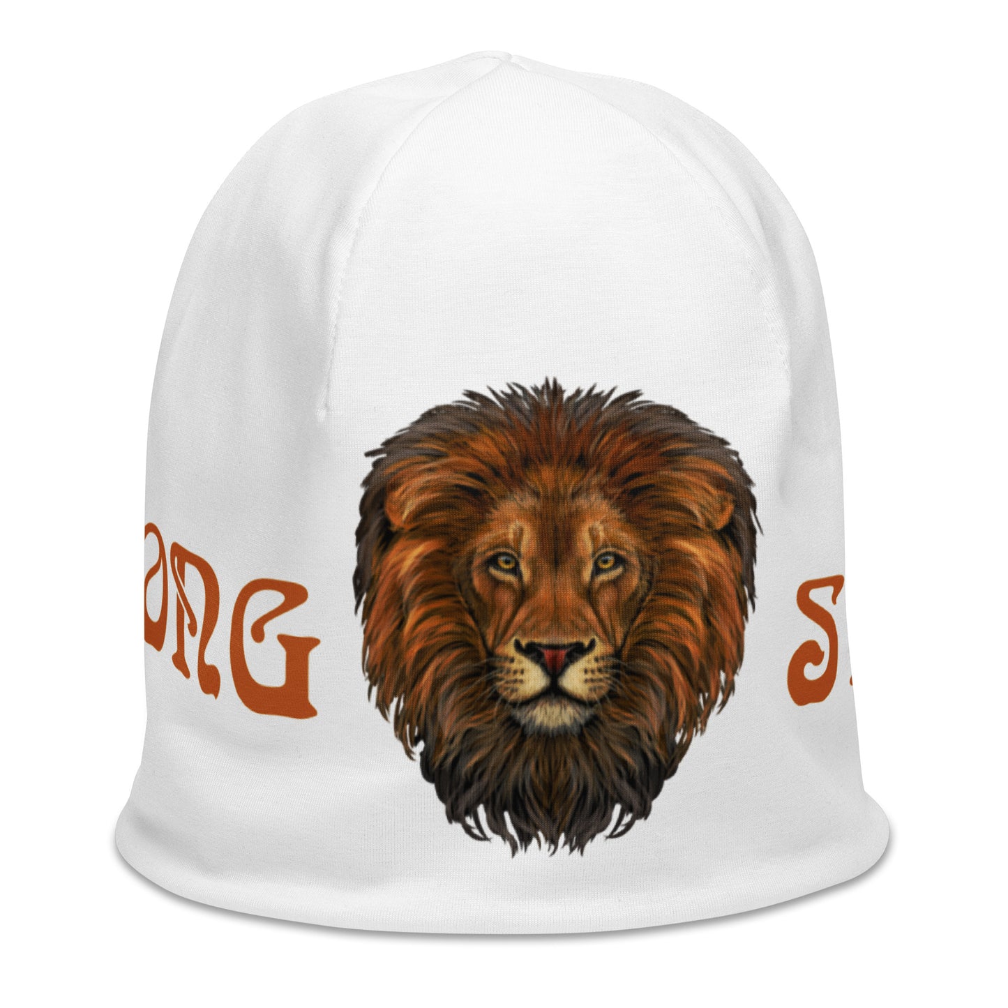 "STRONG"White Beanie W/Bronze Font