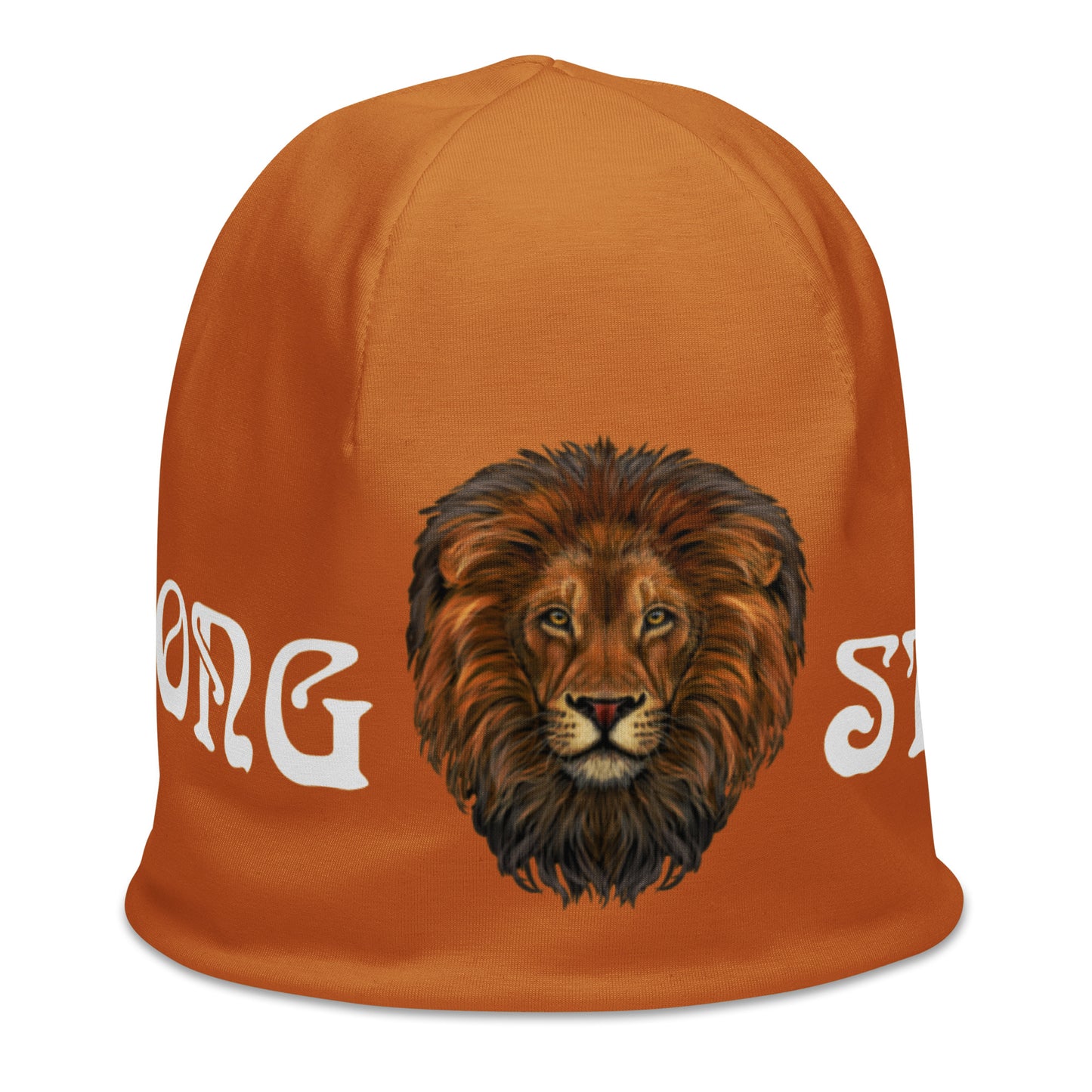 “STRONG”Bronze All-Over Print Beanie W/White Font