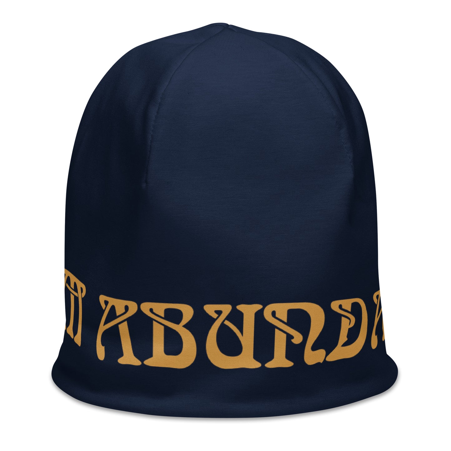 “I’AM ABUNDANCE!”Navy All-Over Print Beanie W/Fawn Font