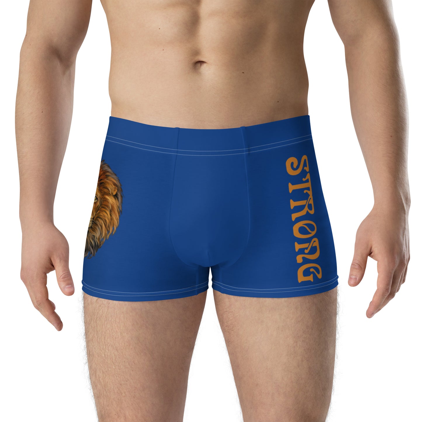 “STRONG”Blue Boxer Briefs W/Orange Font