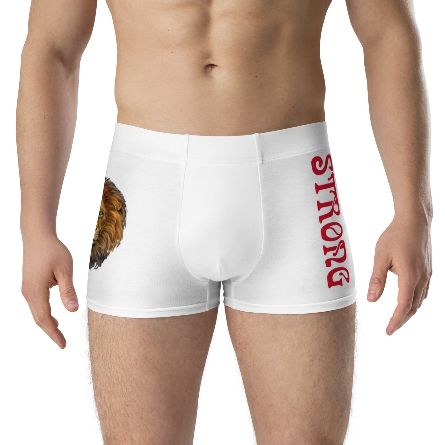 “STRONG”White Boxer Briefs W/Red Font