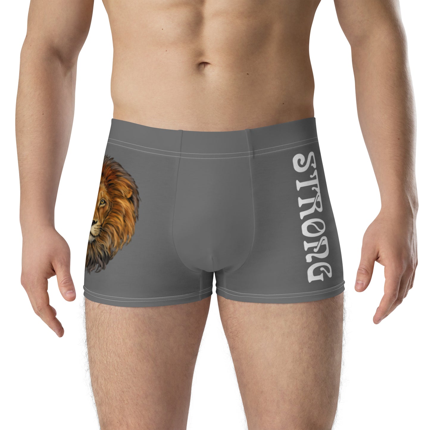 “STRONG”Grey Boxer Briefs W/White Font