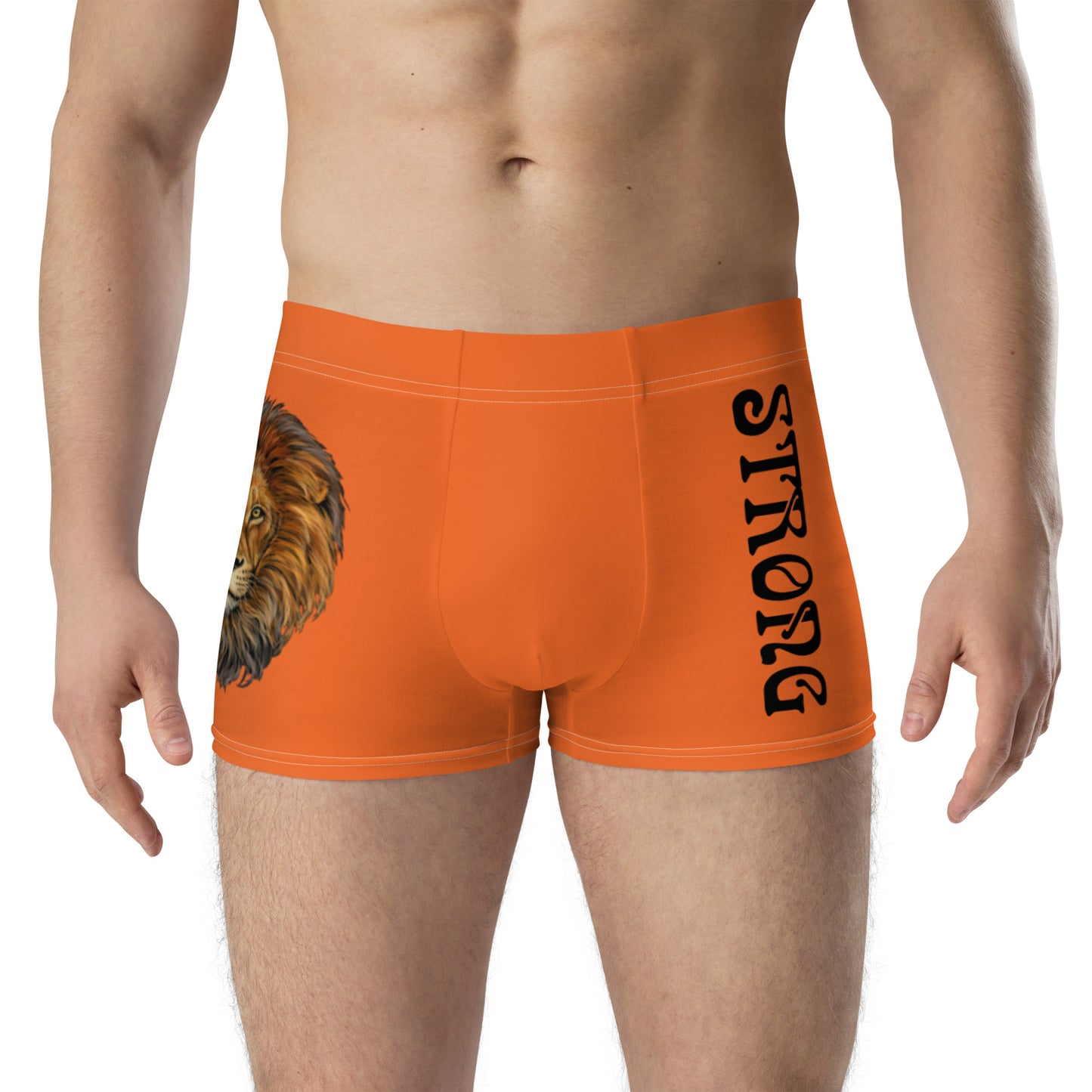 “STRONG”Orange Boxer Briefs W/Black Font