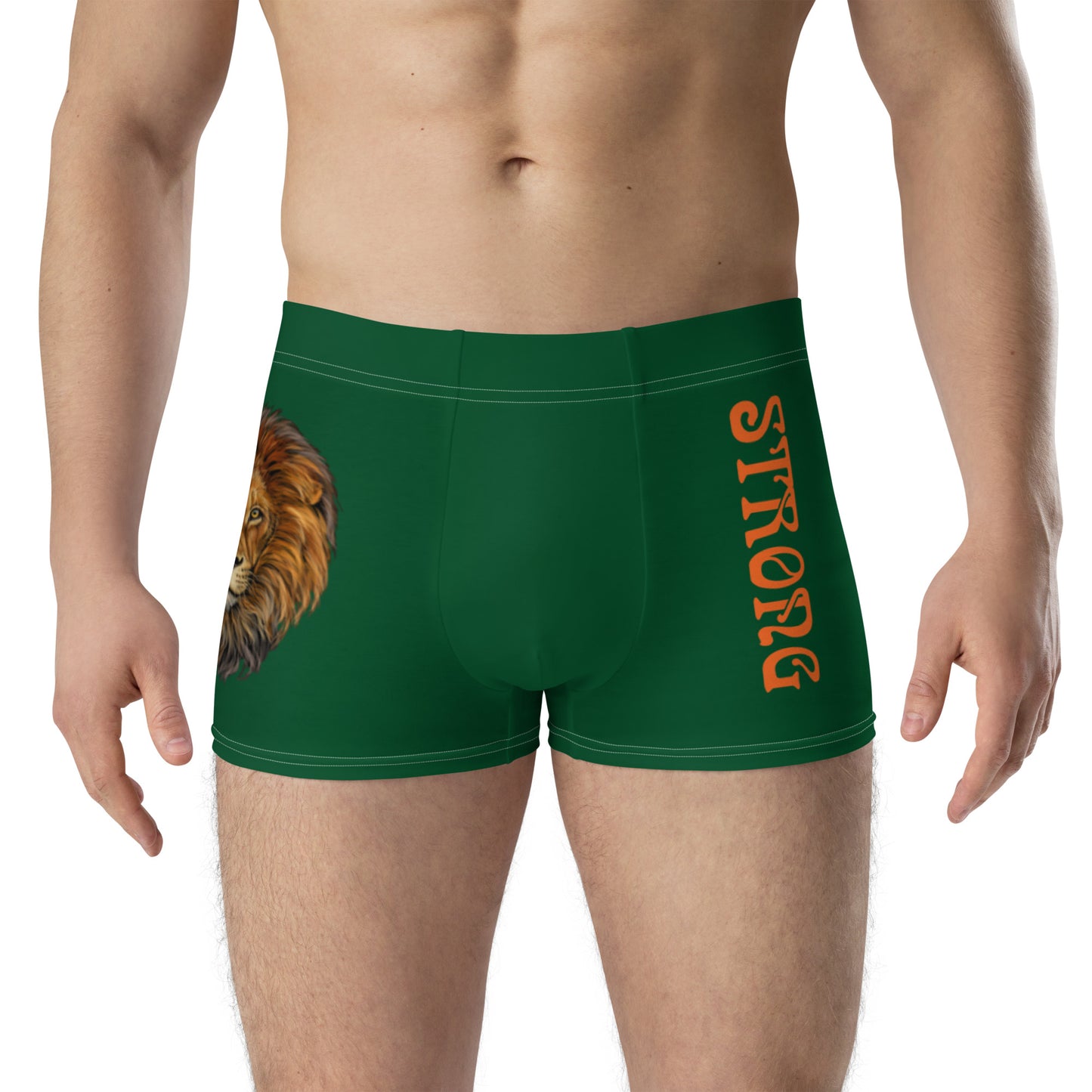 “STRONG”Green Boxer Briefs W/Orange Font