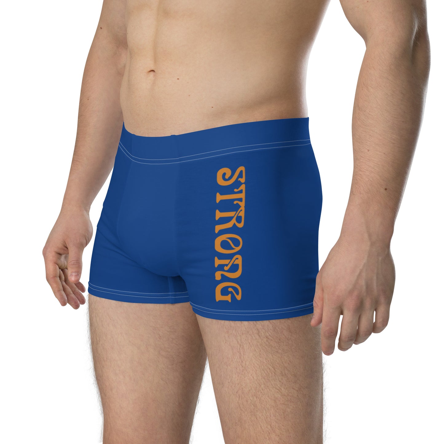 “STRONG”Blue Boxer Briefs W/Orange Font